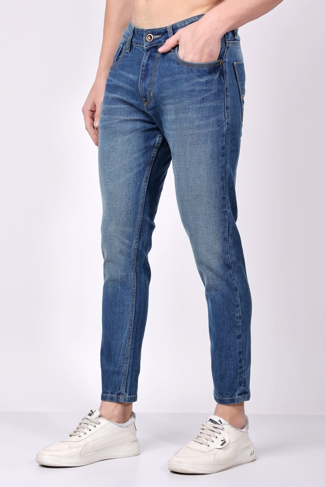 STYLOX Menâ€™s Blue Ankle Fit Jeans - Premium Denim - Stylox