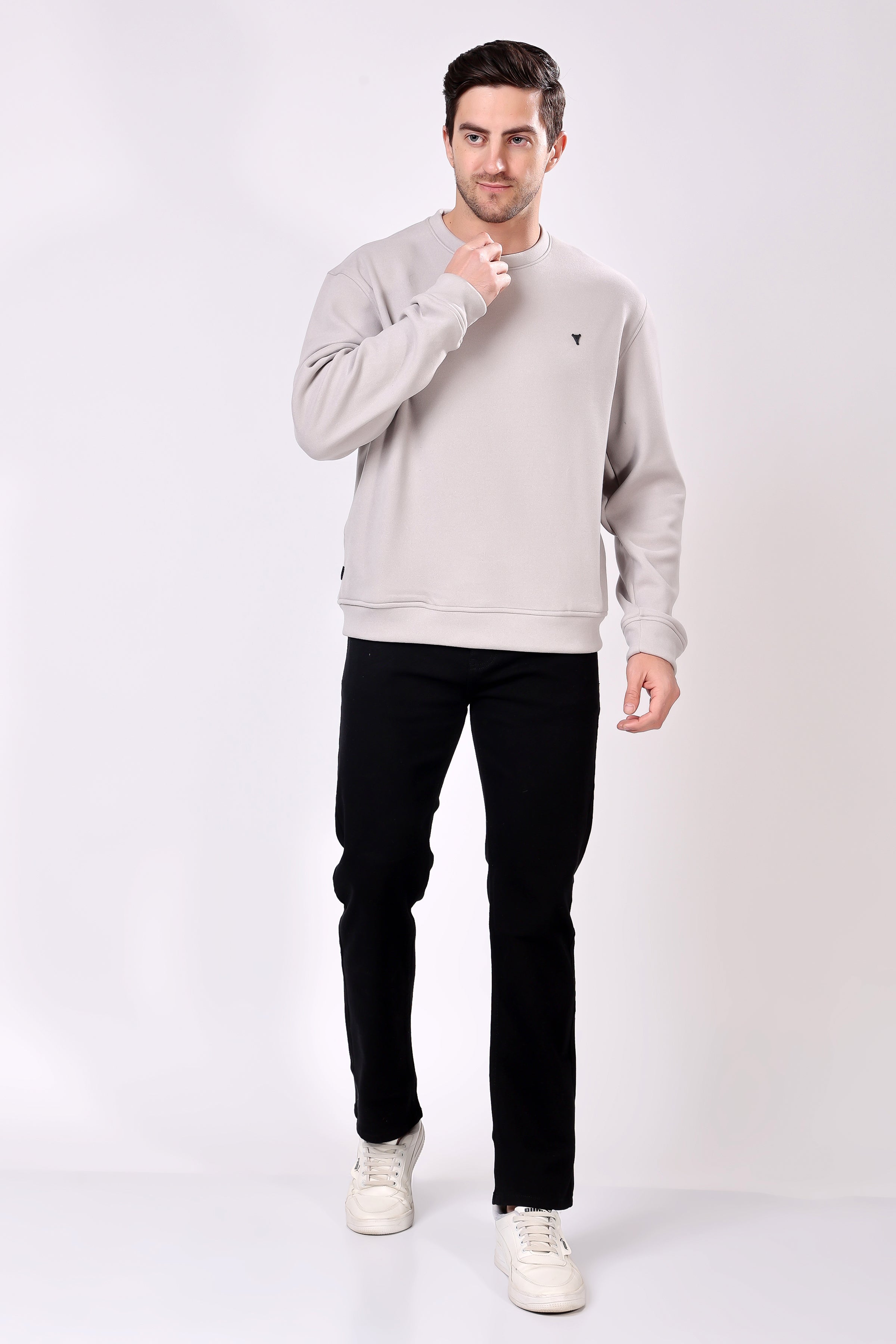 STYLOX Cotton Crew Neck Solid Sweatshirt For Men - Stylox