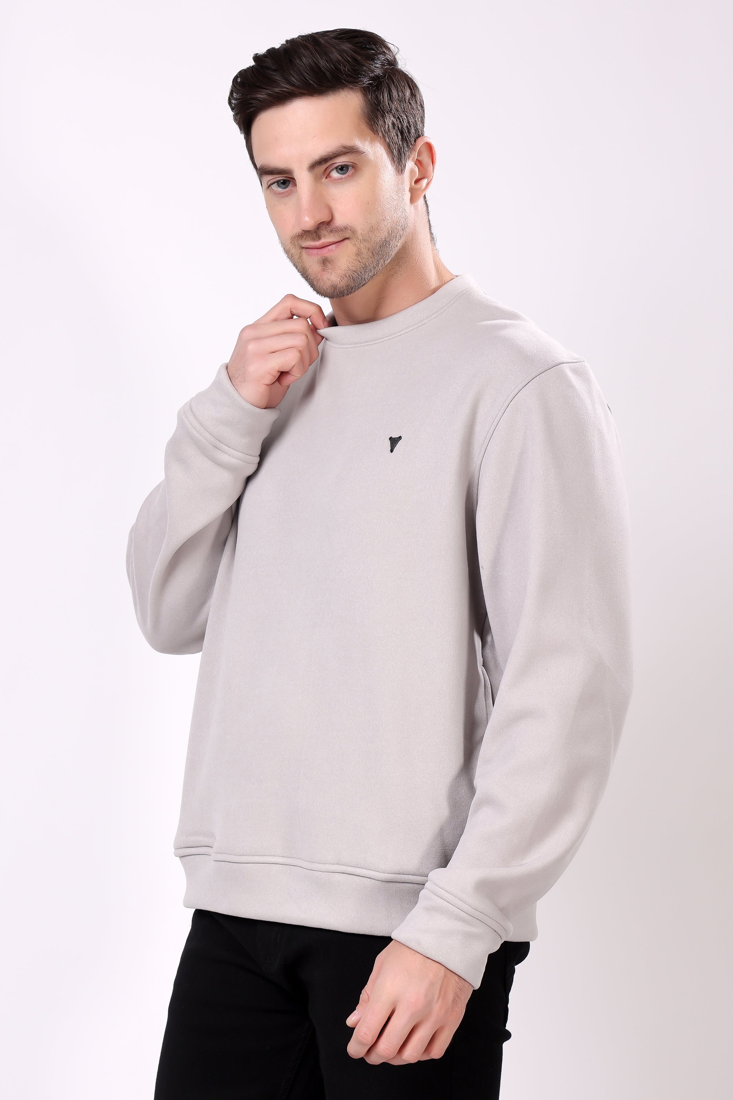 STYLOX Cotton Crew Neck Solid Sweatshirt For Men - Stylox