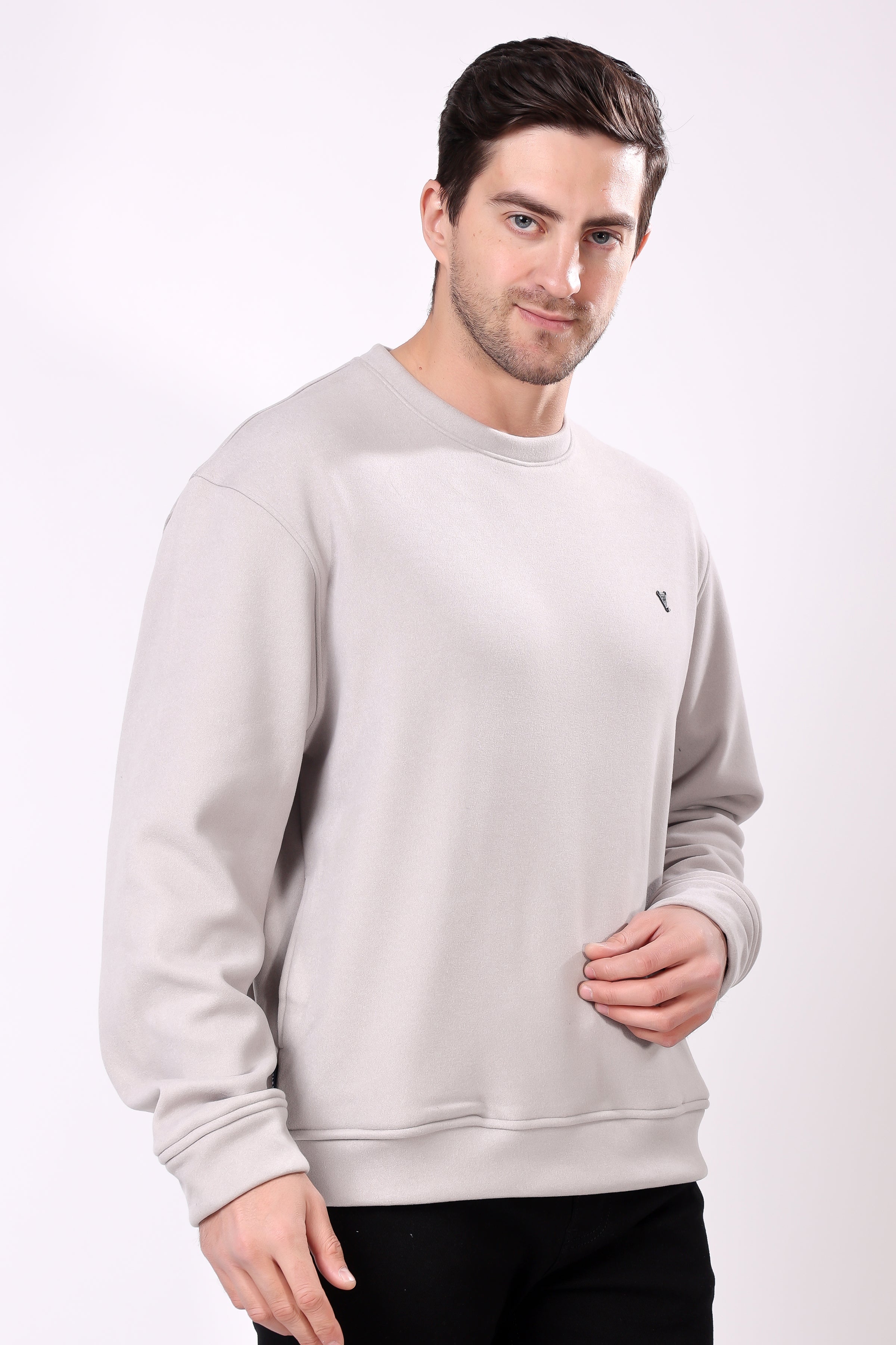 STYLOX Cotton Crew Neck Solid Sweatshirt For Men - Stylox