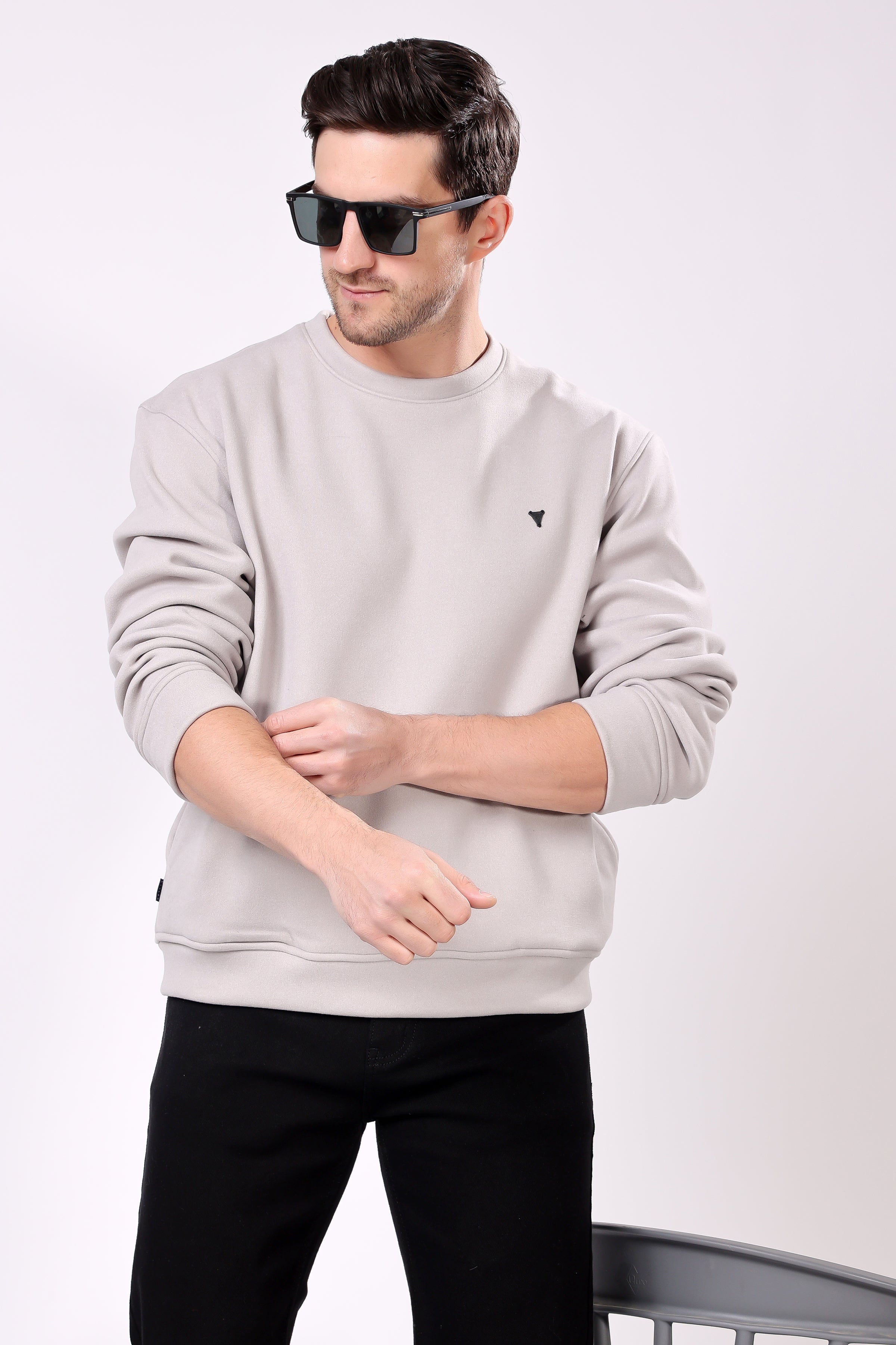 STYLOX Cotton Crew Neck Solid Sweatshirt For Men - Stylox