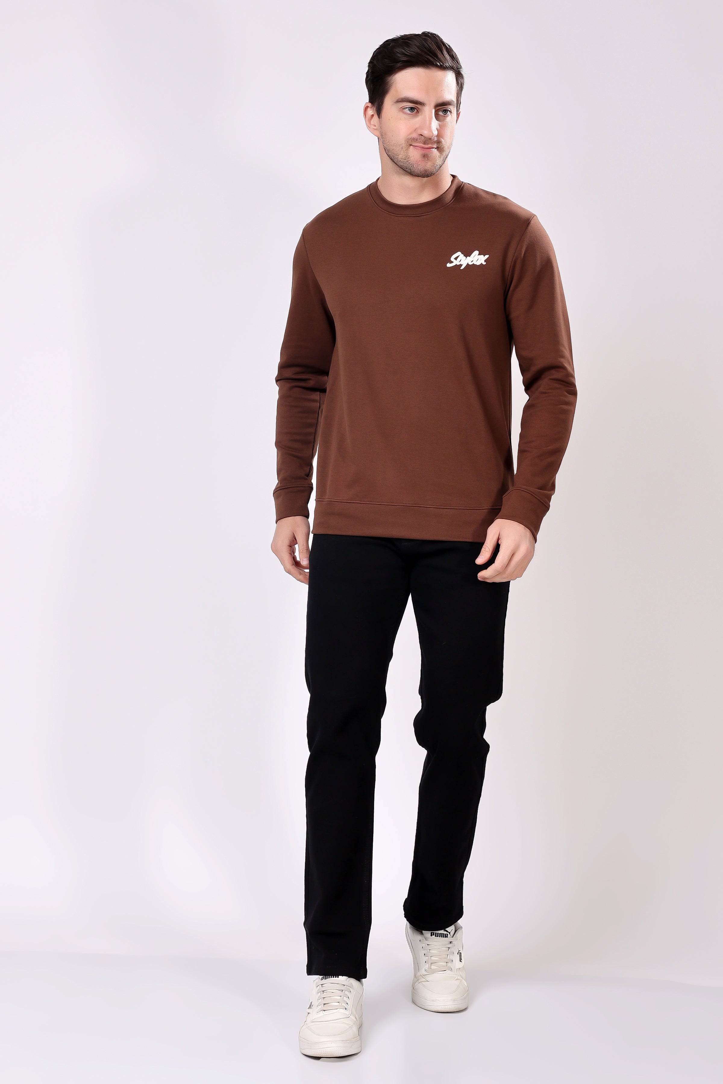 STYLOX Printed Cotton Round Neck Sweatshirt For Men - Stylox