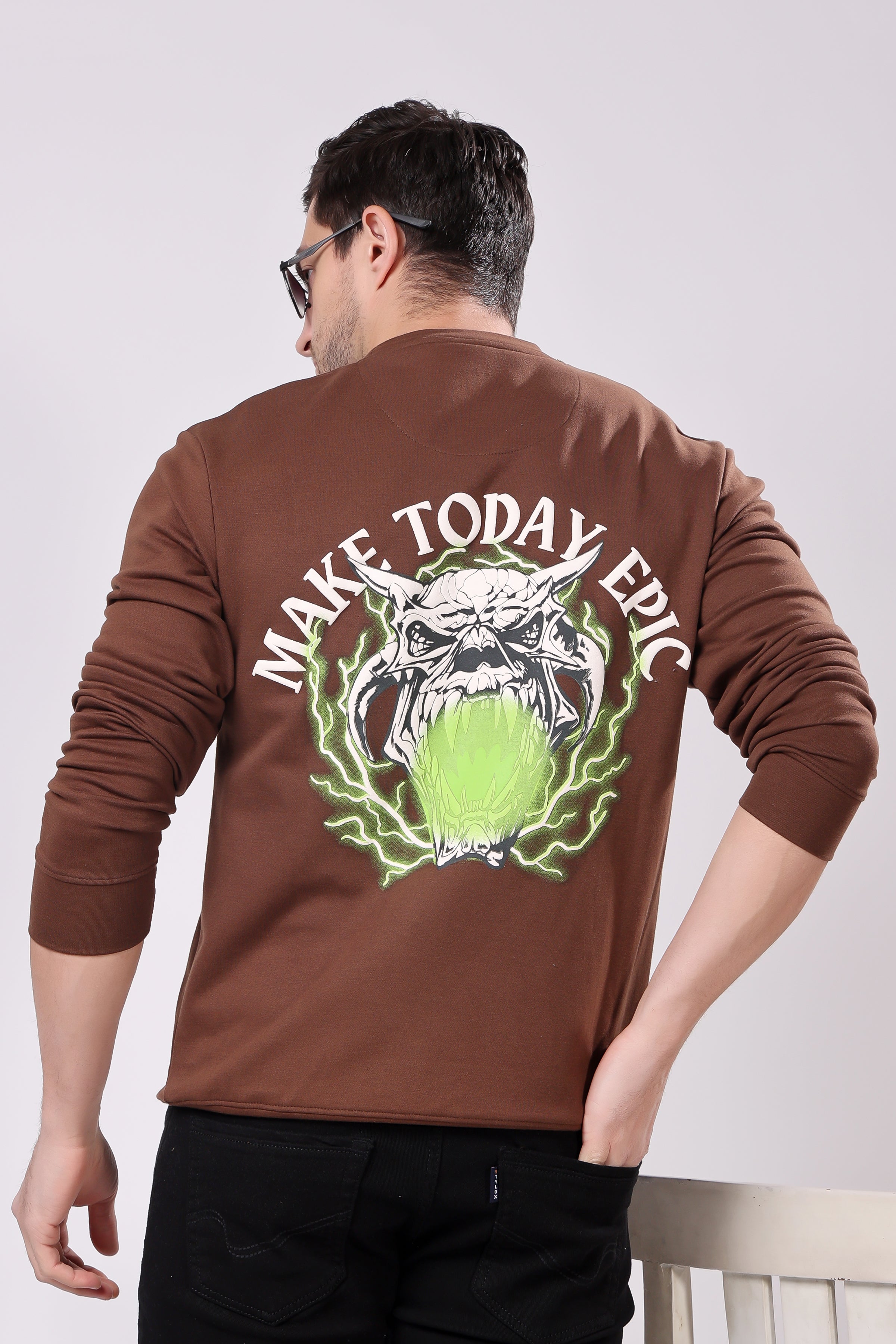 STYLOX Printed Cotton Round Neck Sweatshirt For Men - Stylox