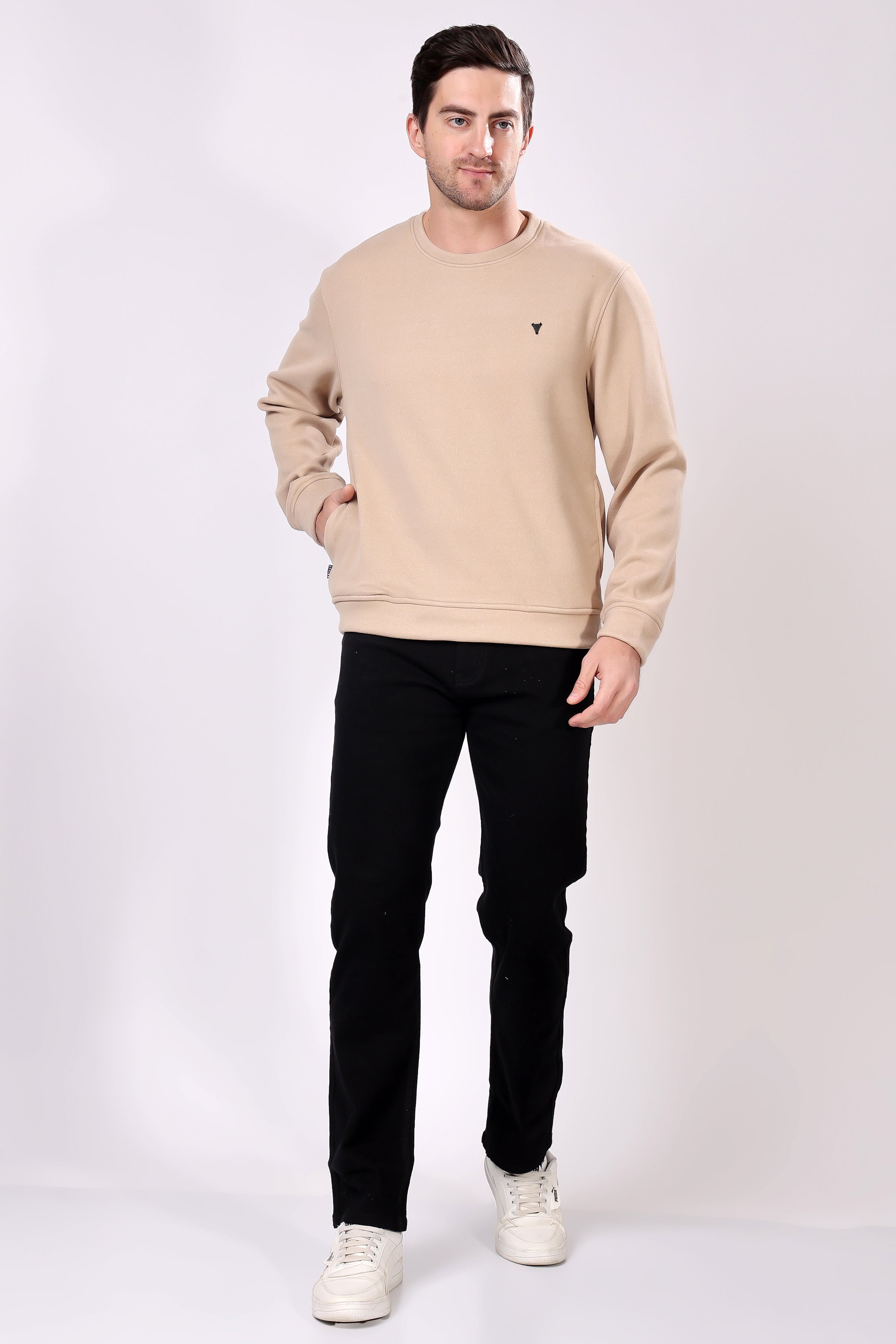 STYLOX Cotton Crew Neck Solid Sweatshirt For Men - Stylox