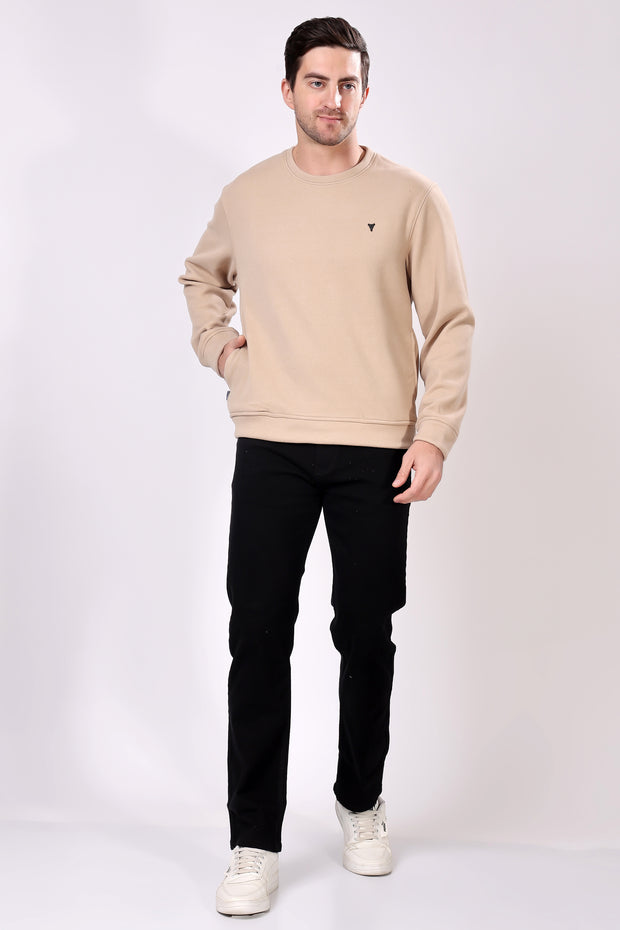 STYLOX Cotton Crew Neck Solid Sweatshirt For Men