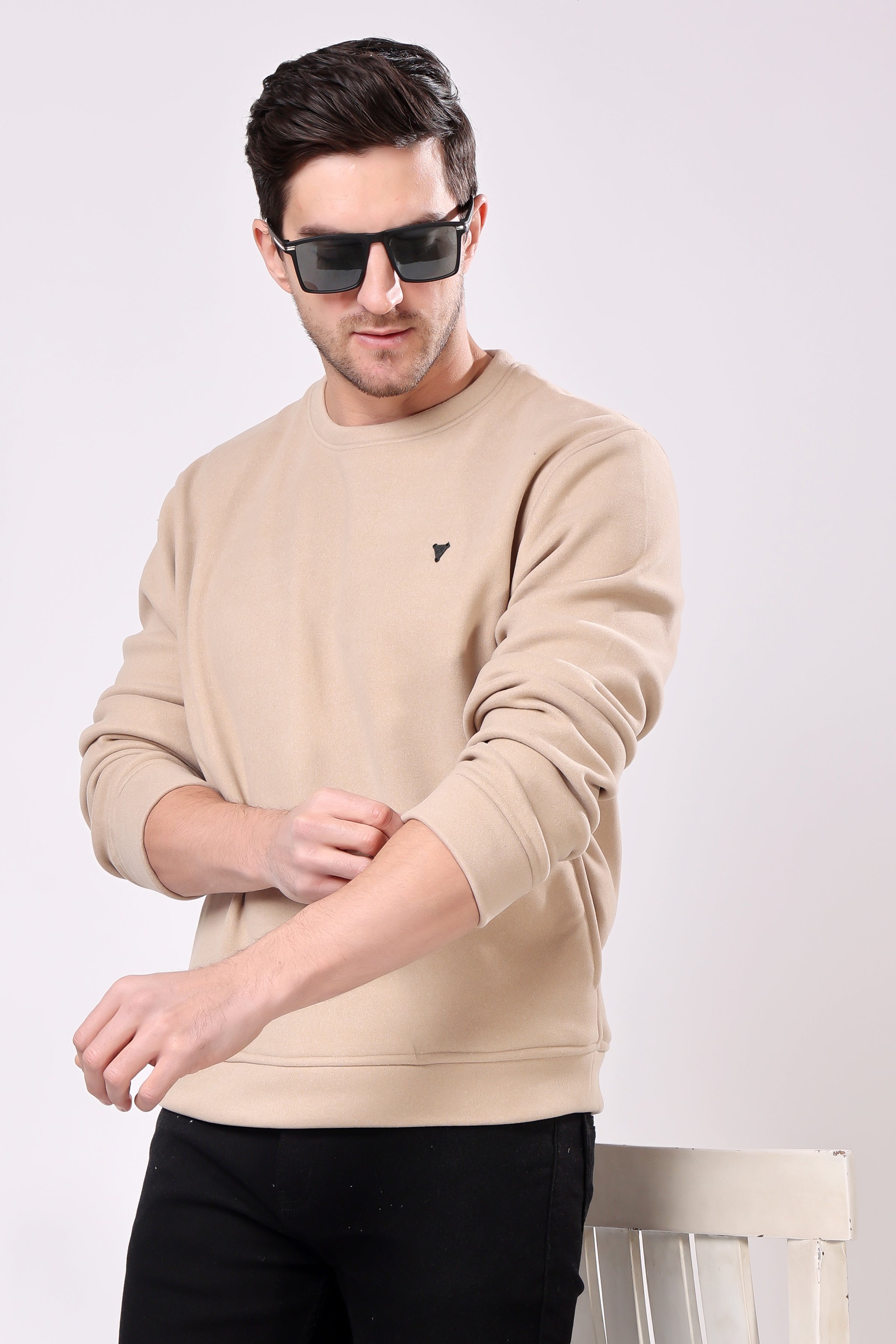 STYLOX Cotton Crew Neck Solid Sweatshirt For Men - Stylox