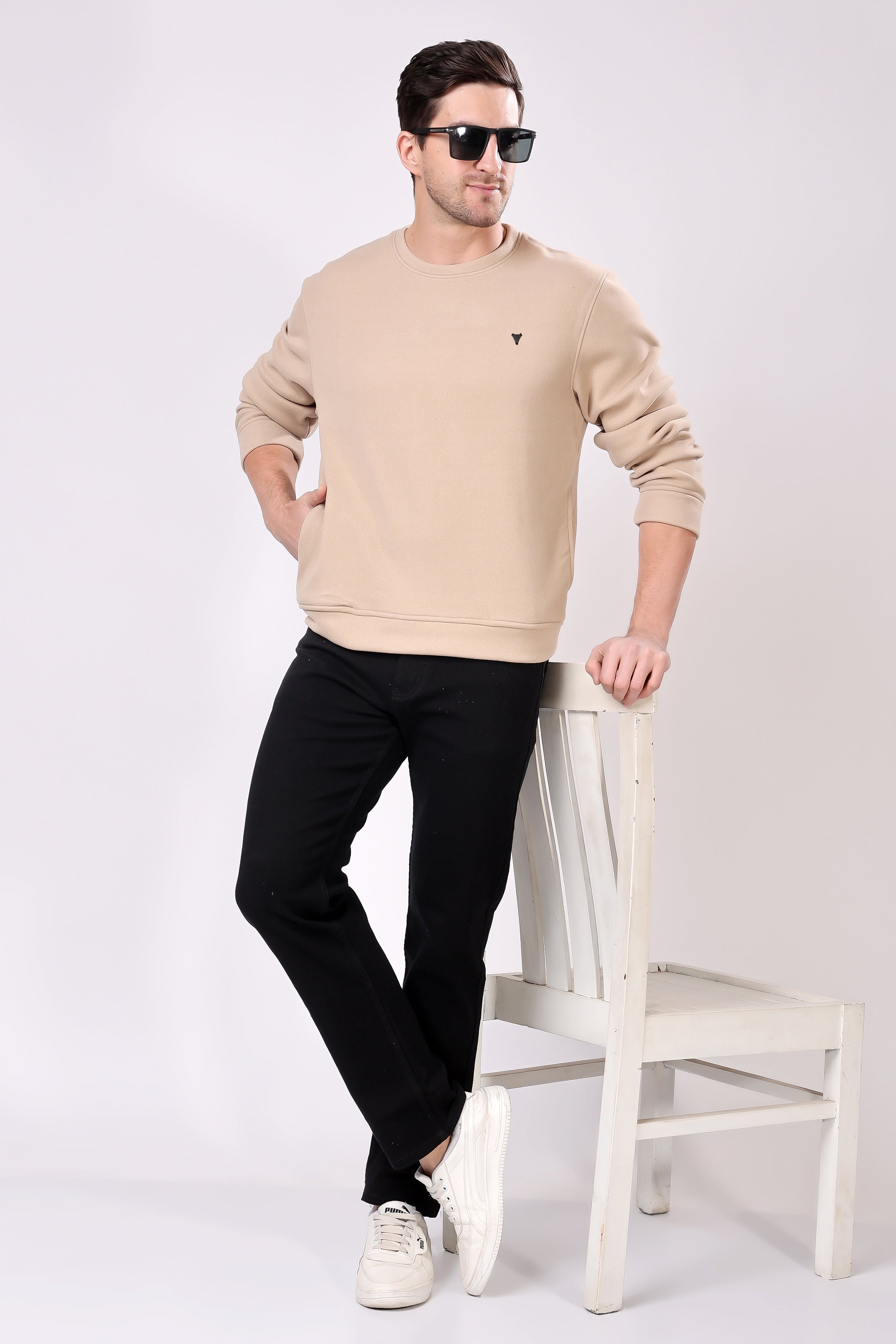 STYLOX Cotton Crew Neck Solid Sweatshirt For Men - Stylox