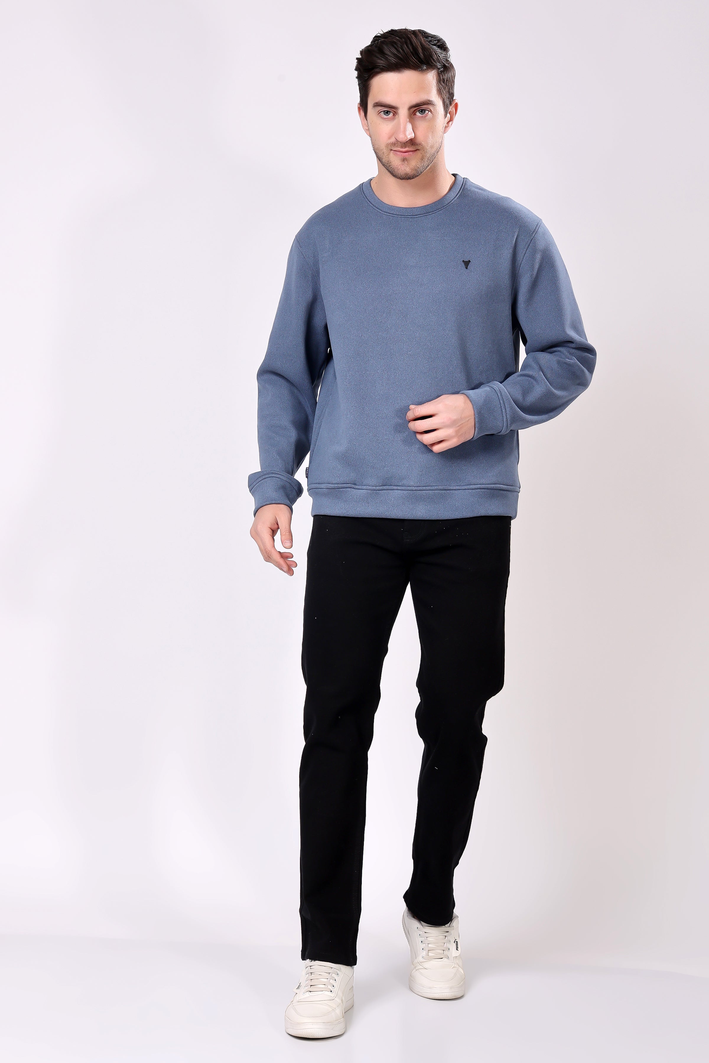 STYLOX Cotton Crew Neck Solid Sweatshirt For Men - Stylox