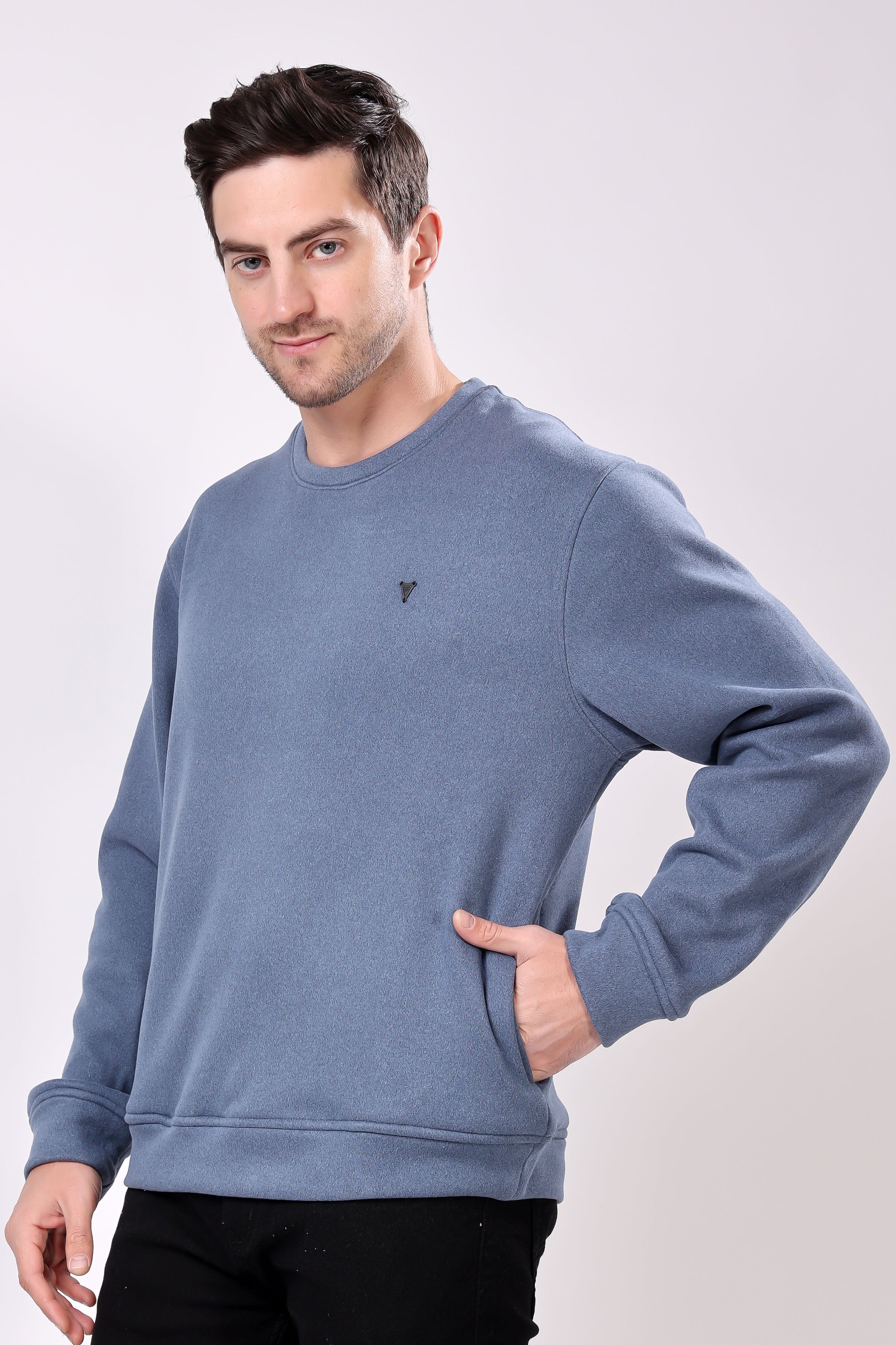 STYLOX Cotton Crew Neck Solid Sweatshirt For Men - Stylox
