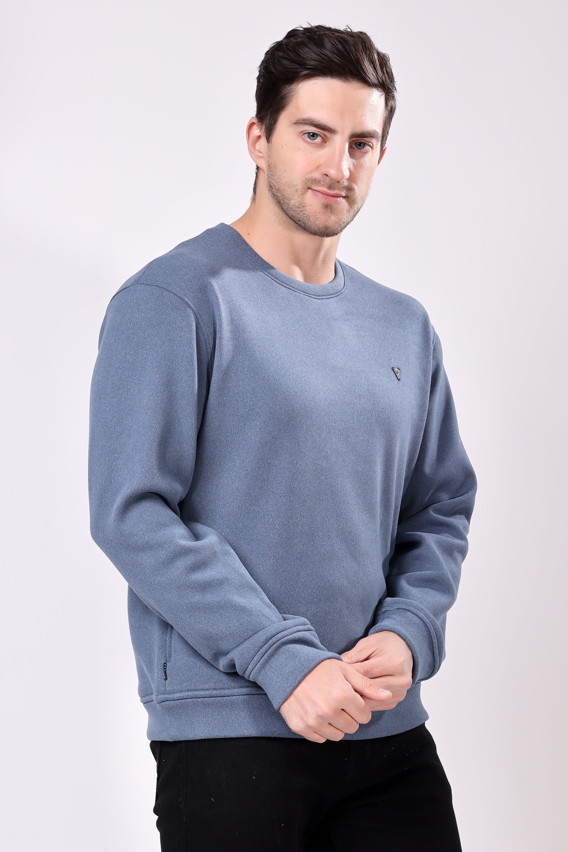 STYLOX Cotton Crew Neck Solid Sweatshirt For Men - Stylox