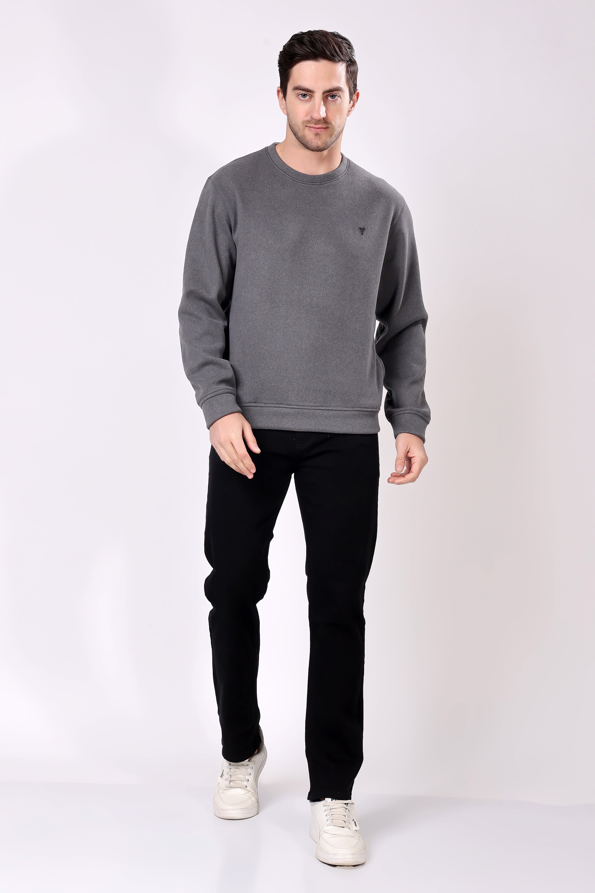 STYLOX Cotton Crew Neck Solid Sweatshirt For Men - Stylox