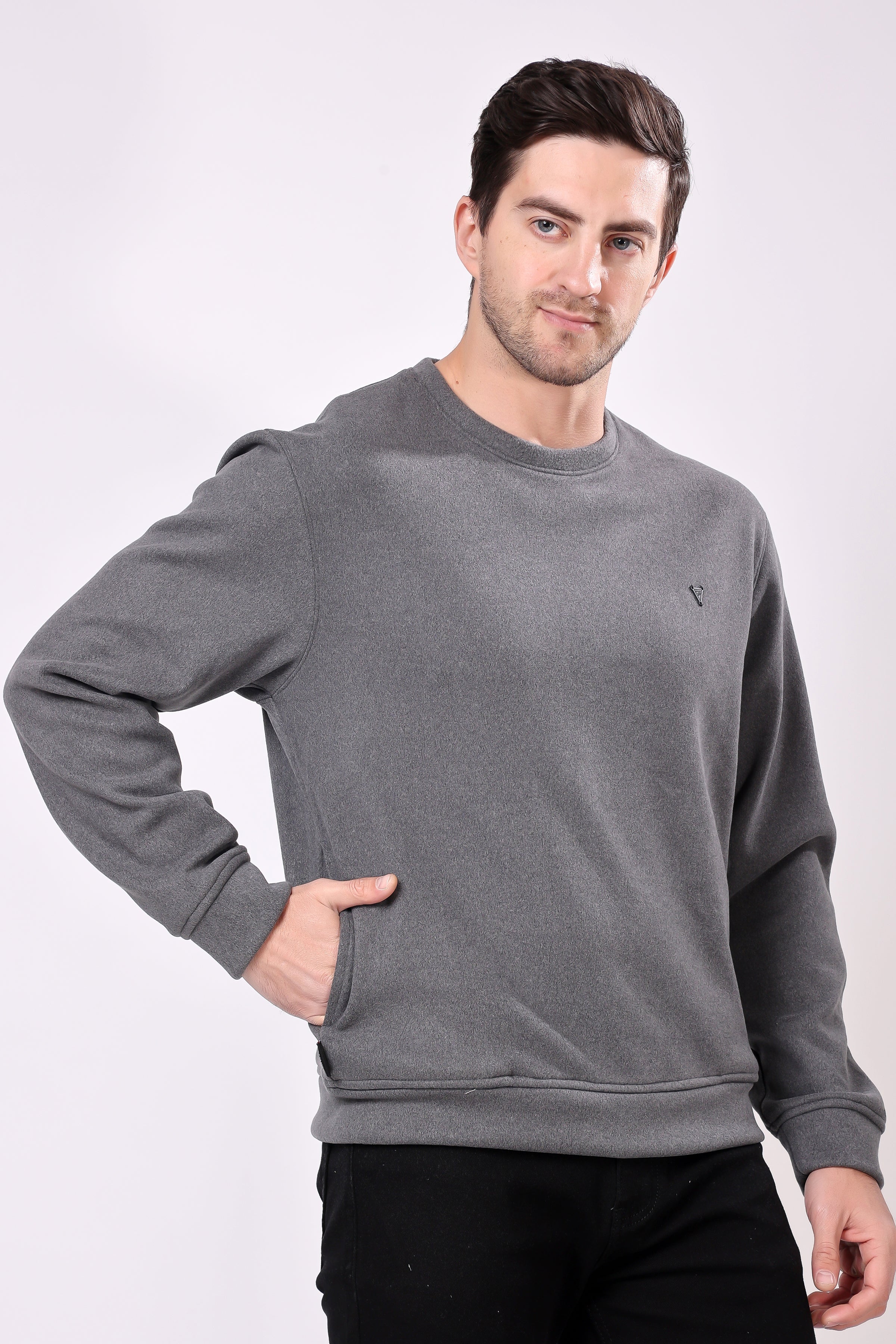 STYLOX Cotton Crew Neck Solid Sweatshirt For Men - Stylox