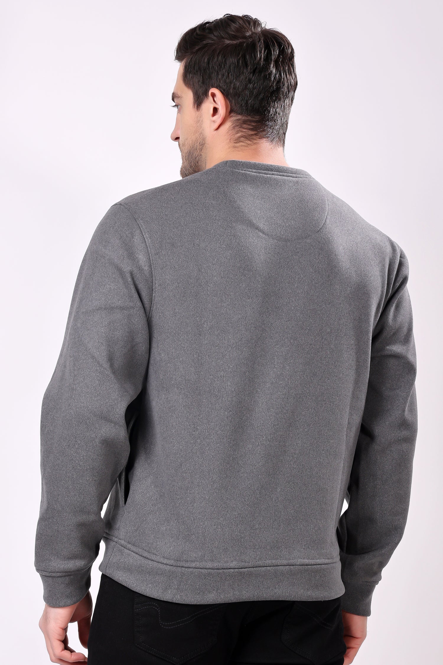 STYLOX Cotton Crew Neck Solid Sweatshirt For Men