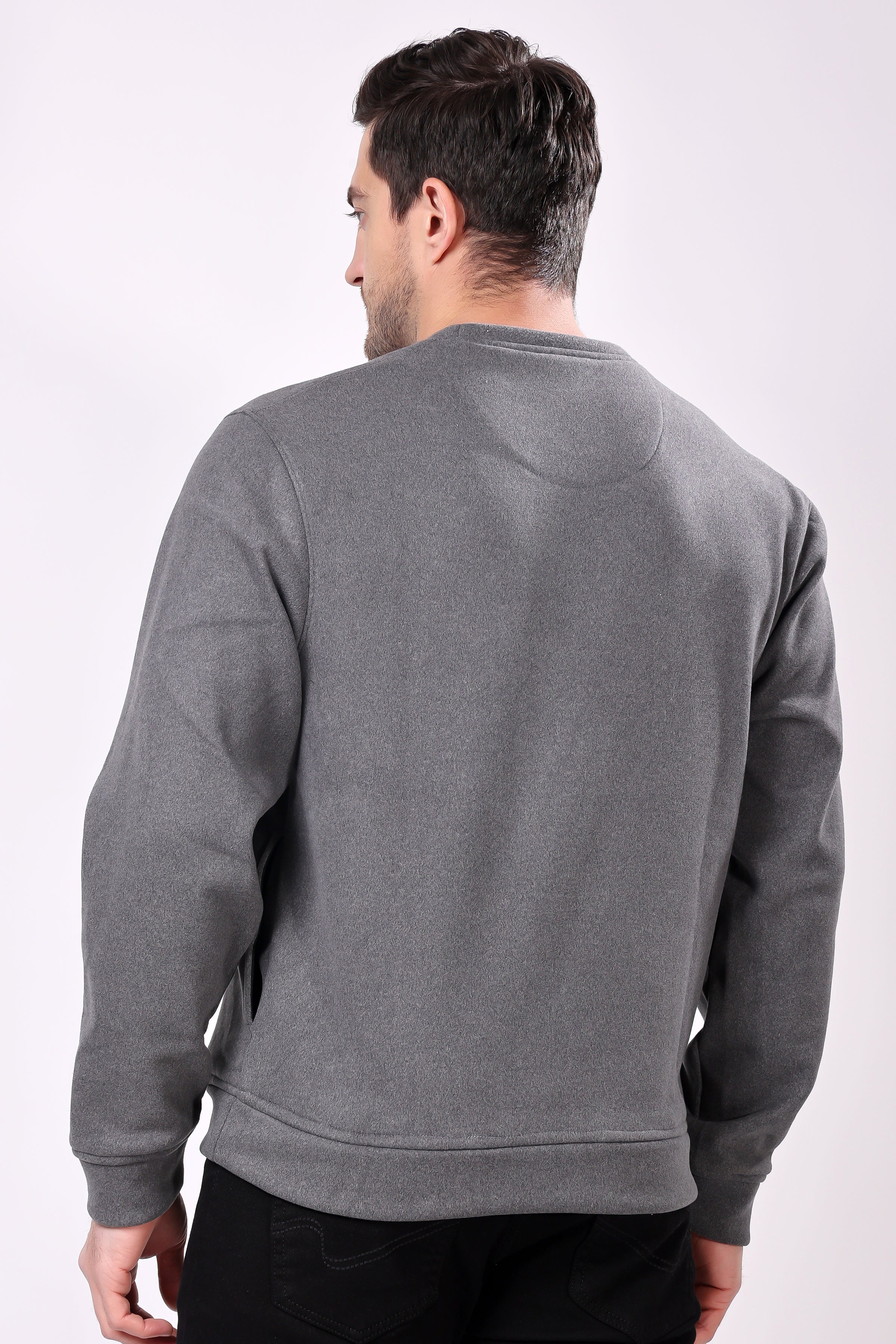 STYLOX Cotton Crew Neck Solid Sweatshirt For Men