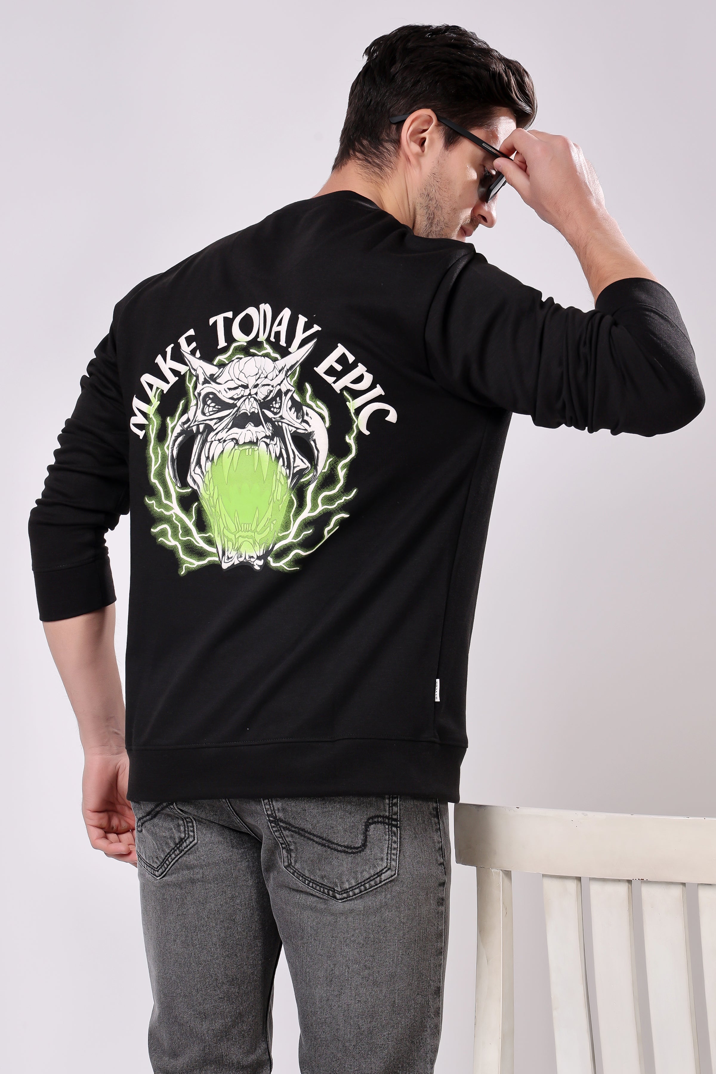 STYLOX Printed Cotton Round Neck Sweatshirt For Men - Stylox