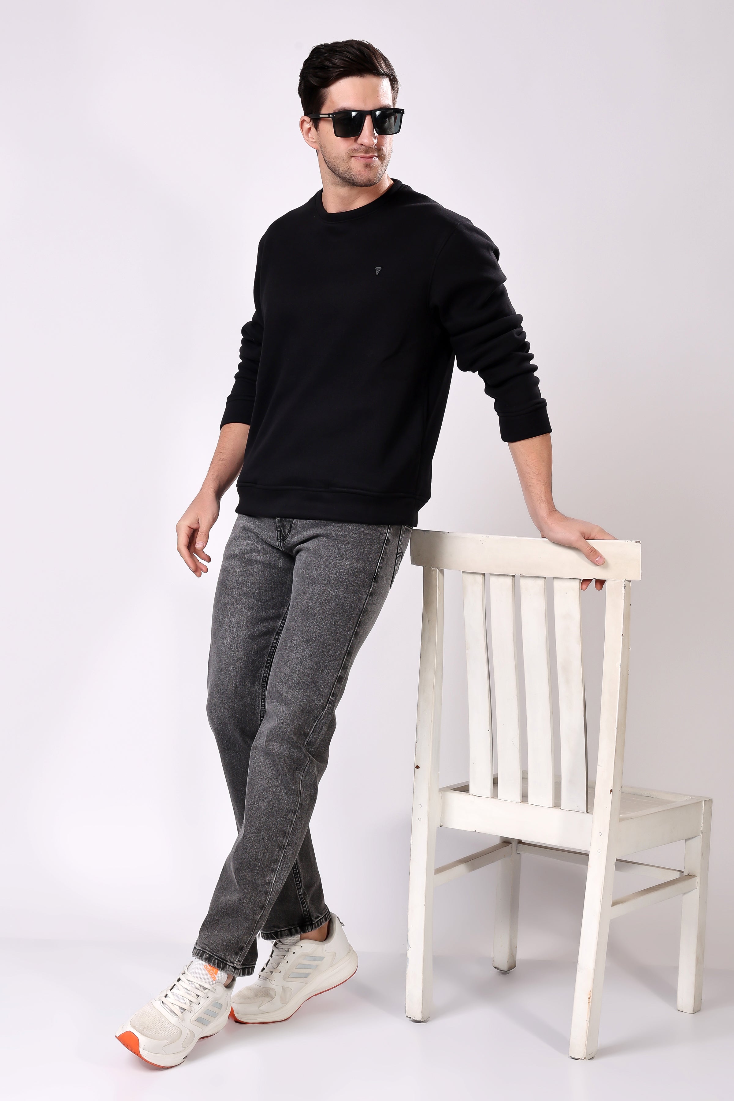 STYLOX Cotton Crew Neck Solid Sweatshirt For Men - Stylox