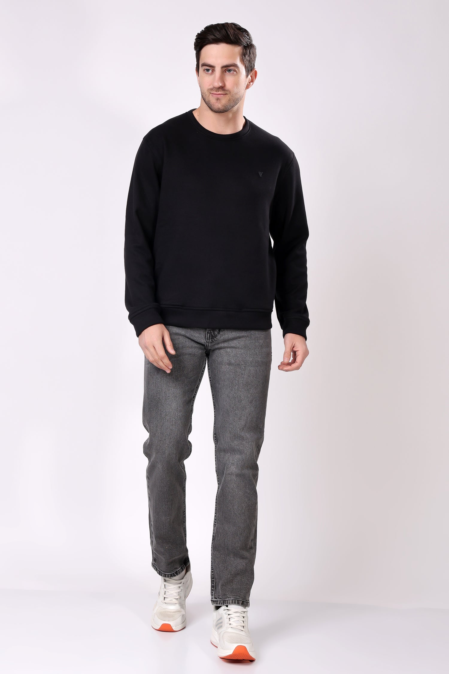 STYLOX Cotton Crew Neck Solid Sweatshirt For Men