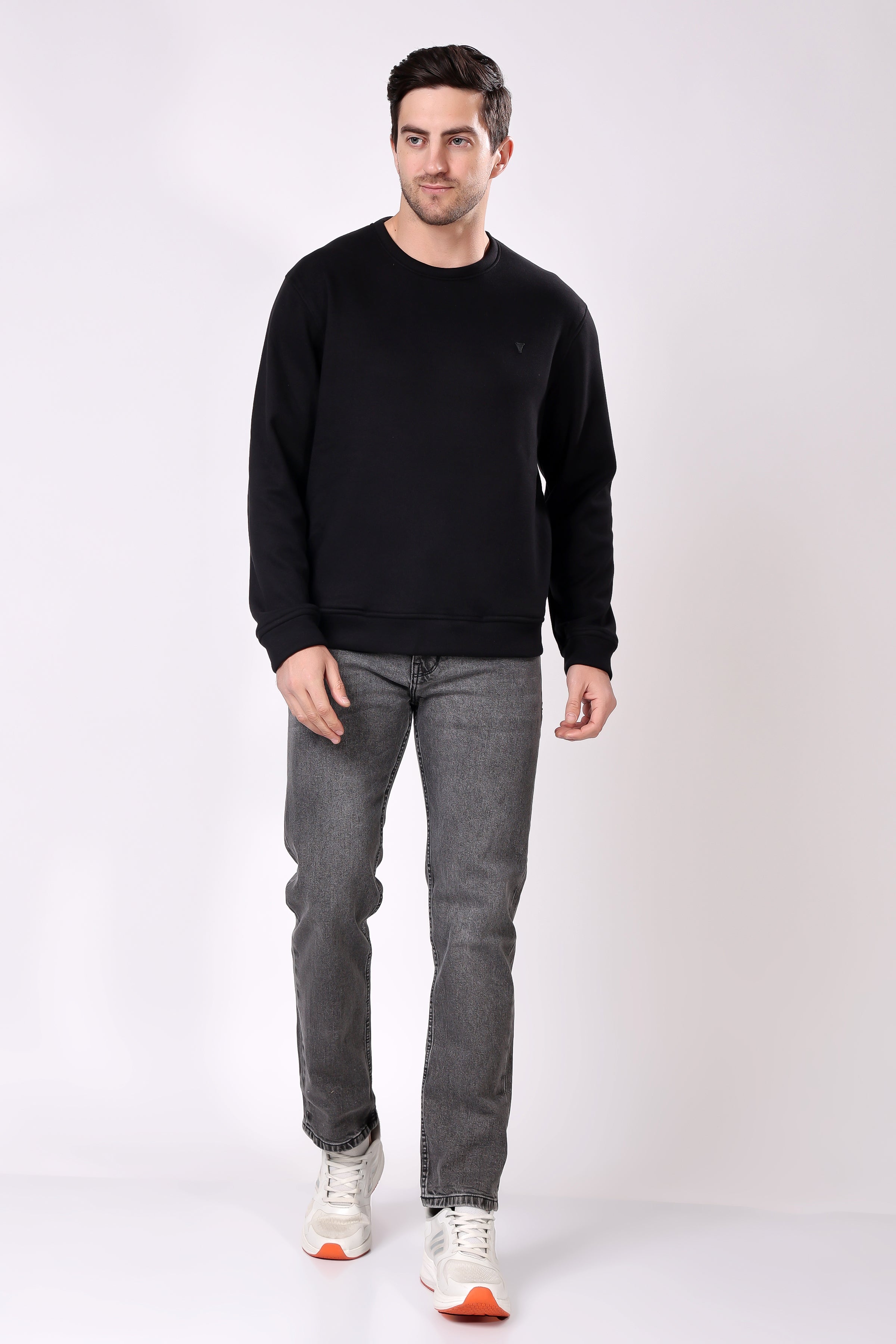 STYLOX Cotton Crew Neck Solid Sweatshirt For Men - Stylox