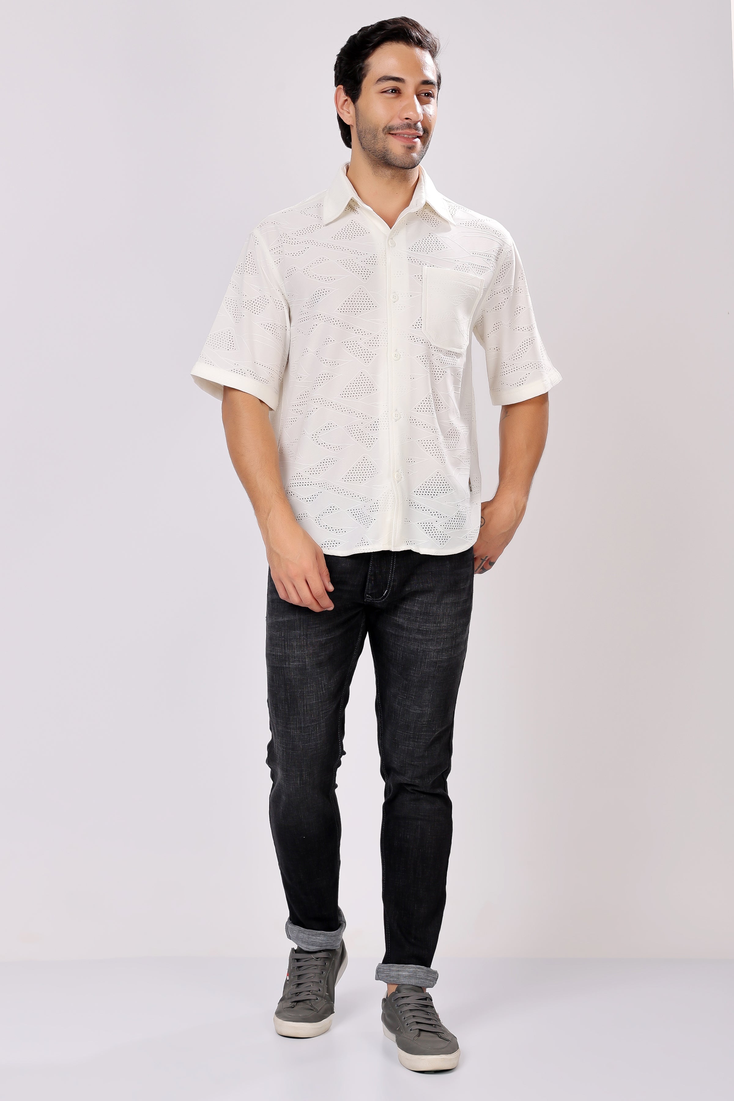 STYLOX NET HALF SLEEVE SHIRT - Stylox