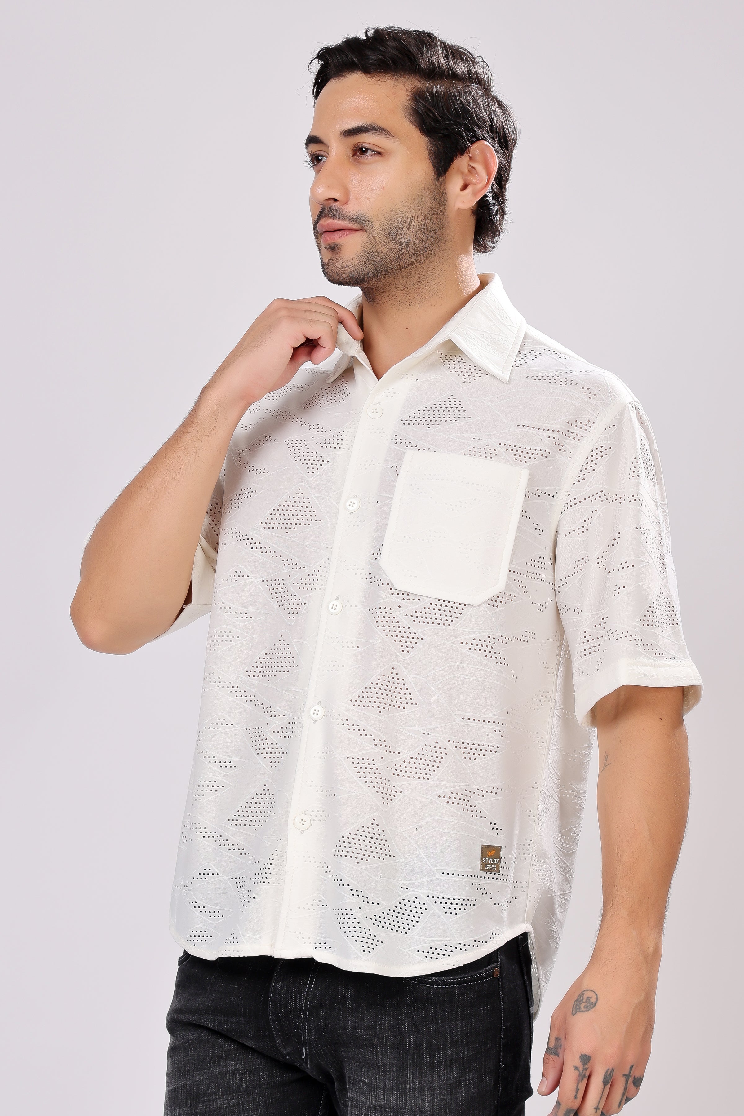 STYLOX NET HALF SLEEVE SHIRT - Stylox