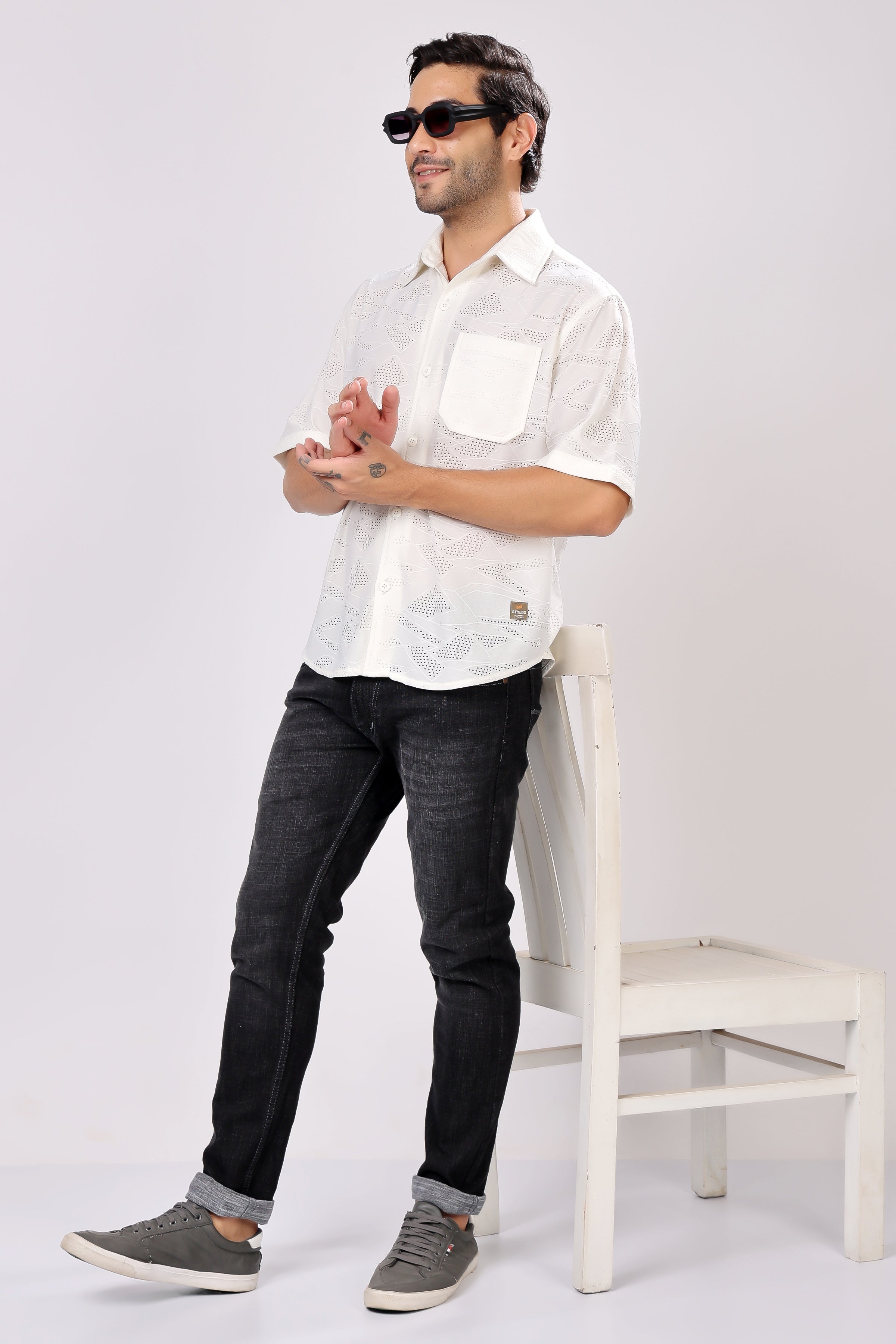 STYLOX NET HALF SLEEVE SHIRT - Stylox