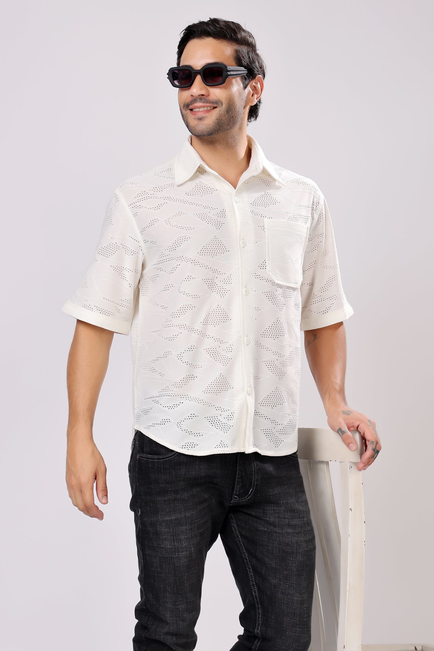 STYLOX NET HALF SLEEVE SHIRT