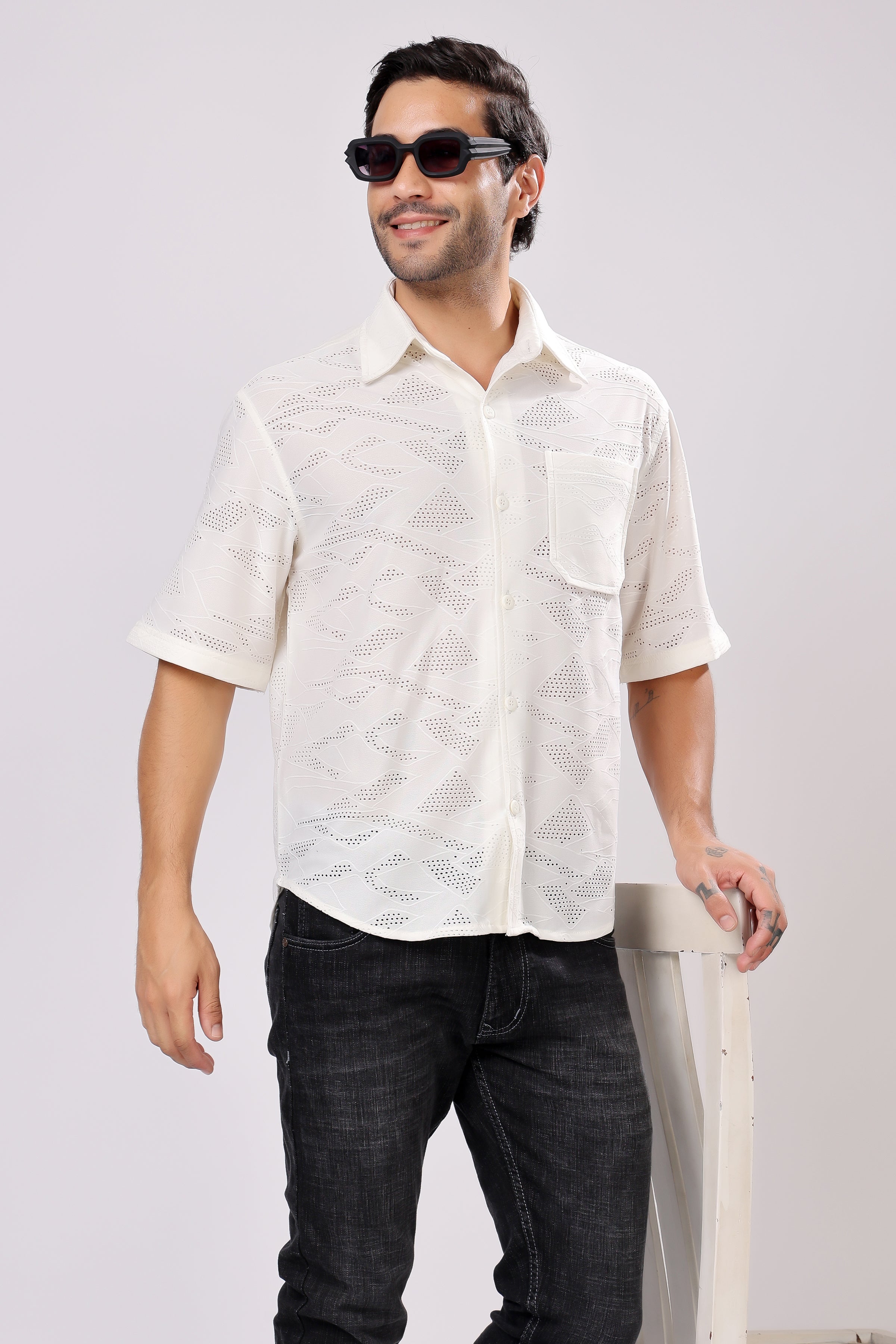STYLOX NET HALF SLEEVE SHIRT - Stylox