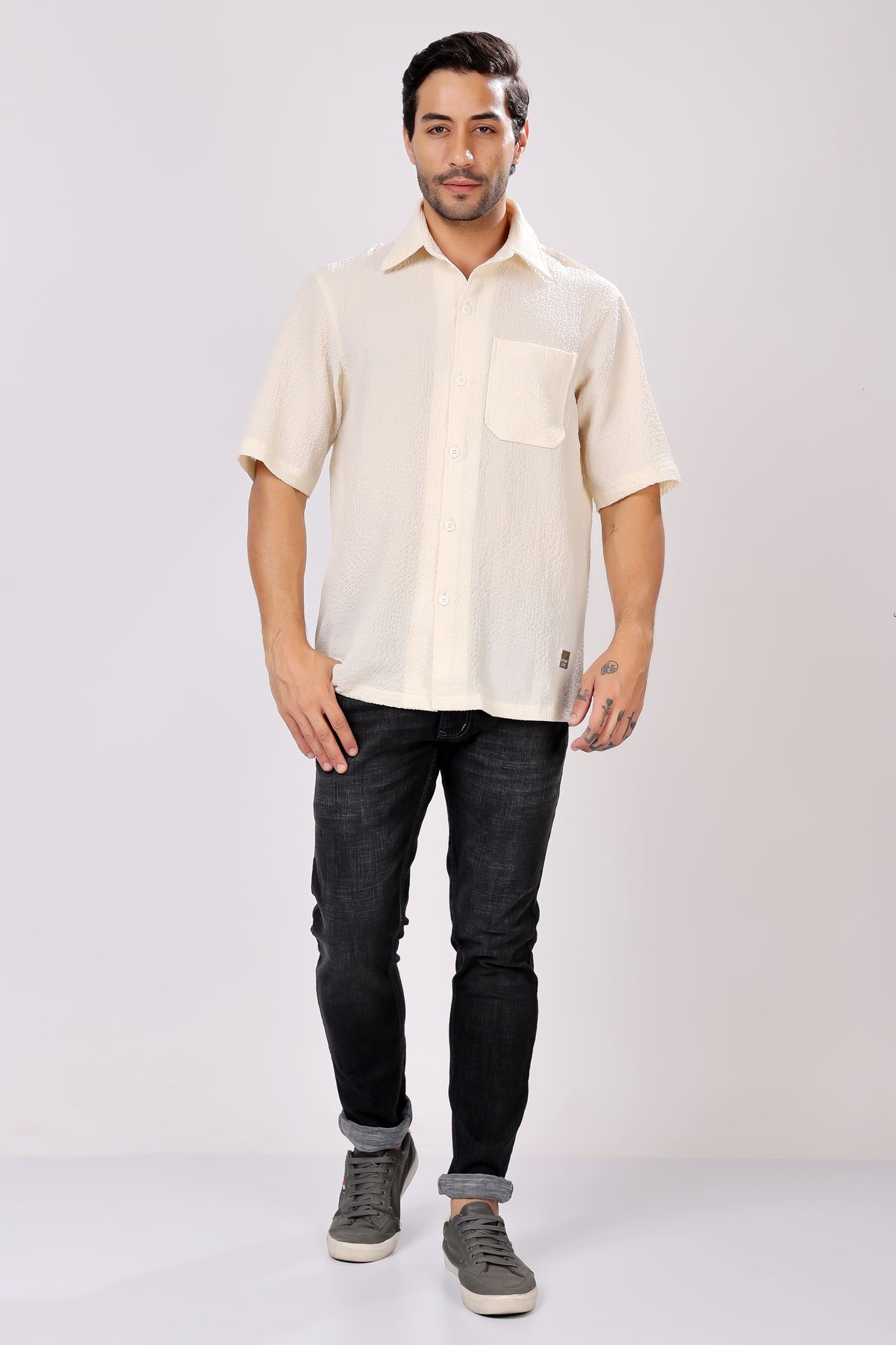 STYLOX HALF SLEEVE SOLID SHIRT - Stylox