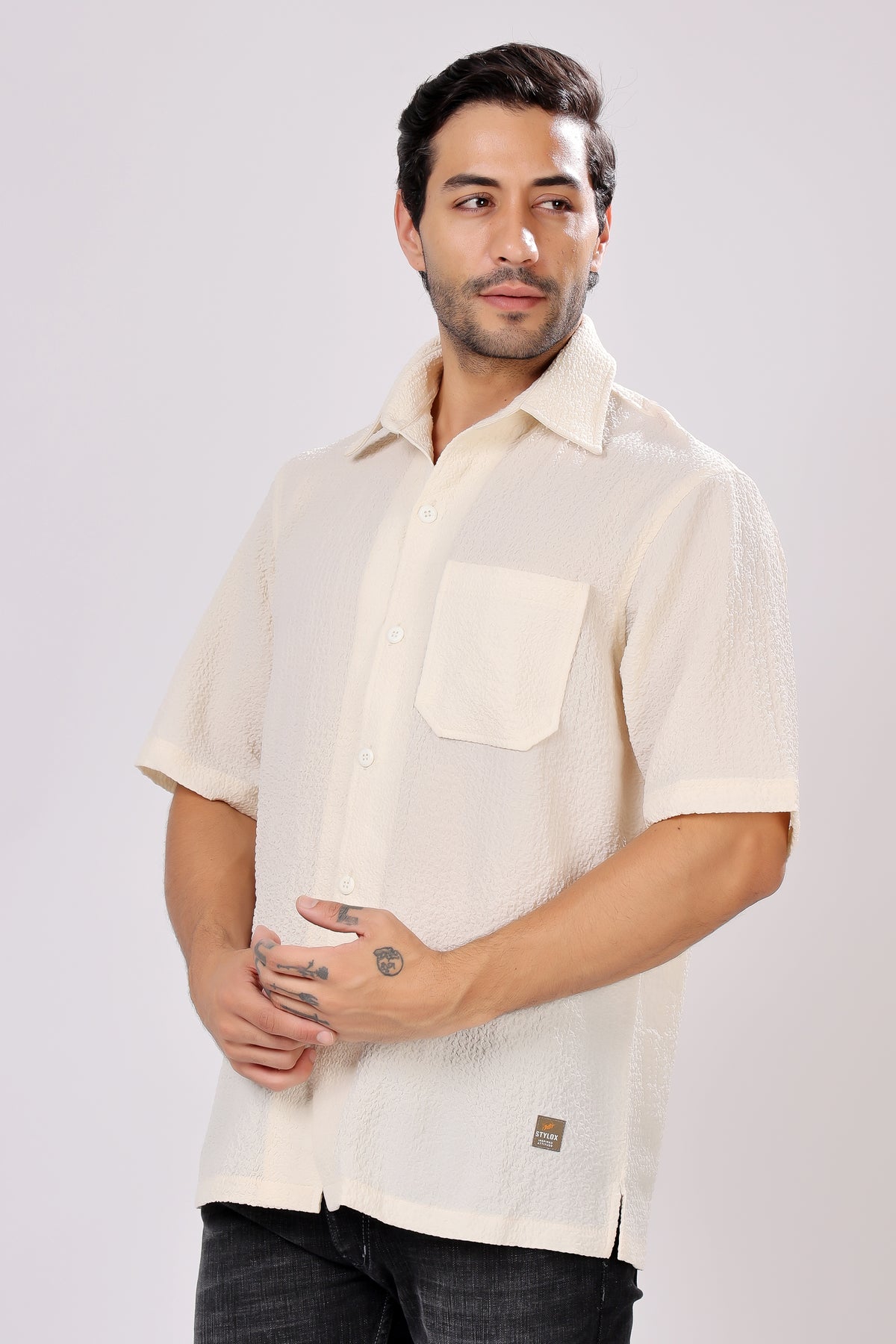 STYLOX HALF SLEEVE SOLID SHIRT - Stylox