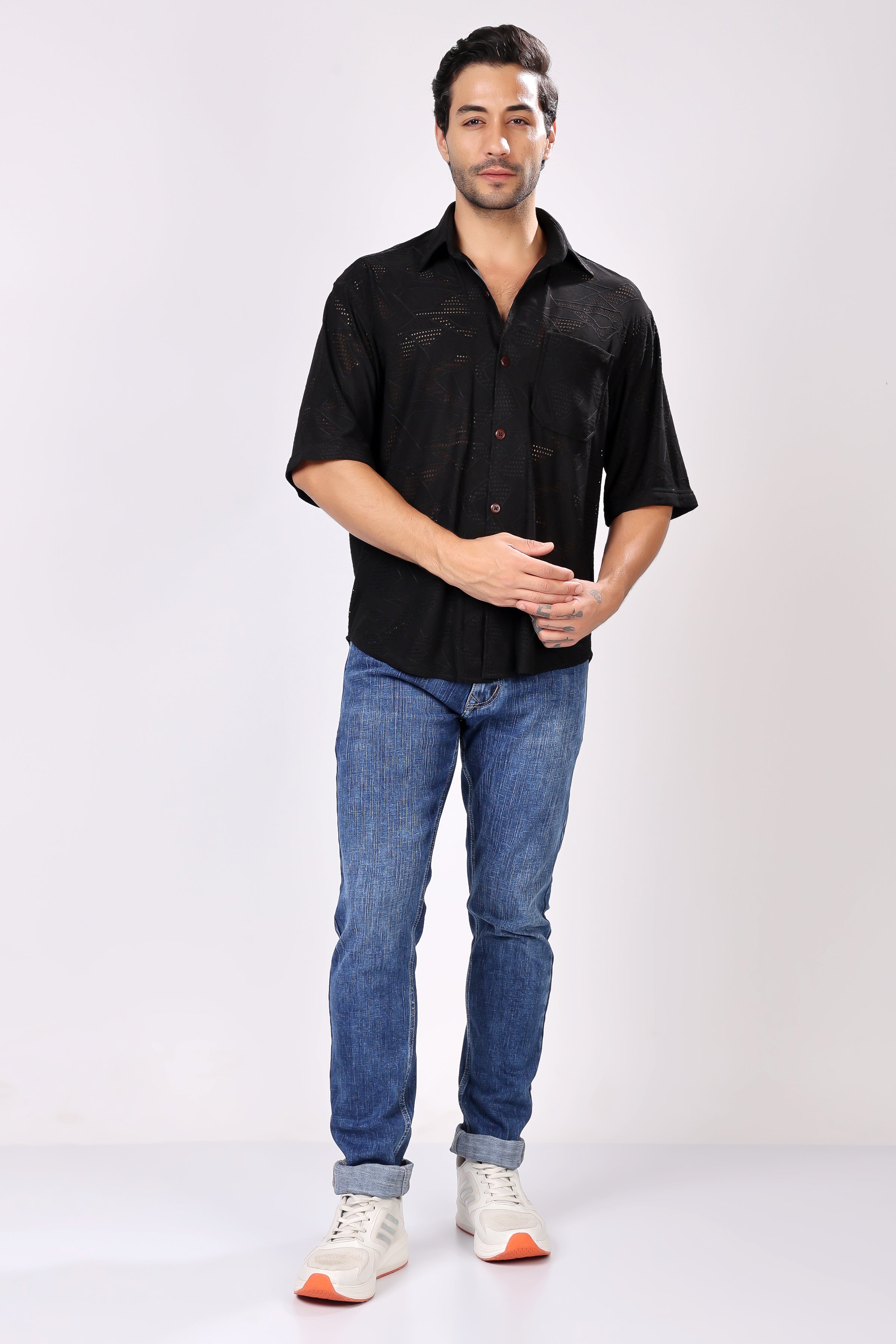STYLOX NET HALF SLEEVE SHIRT - Stylox