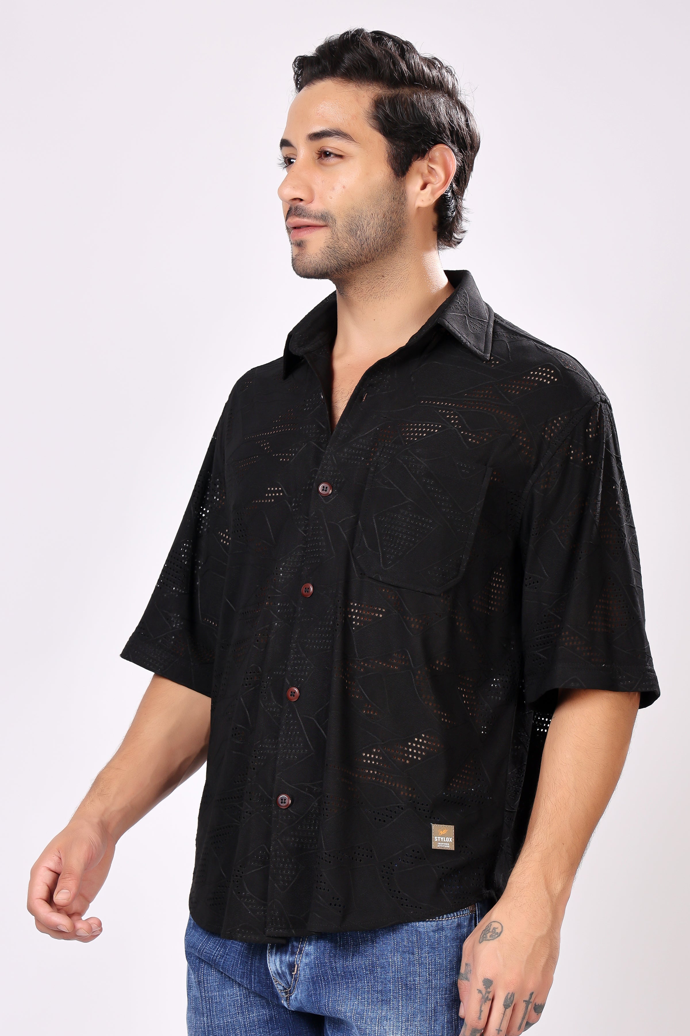 STYLOX NET HALF SLEEVE SHIRT - Stylox