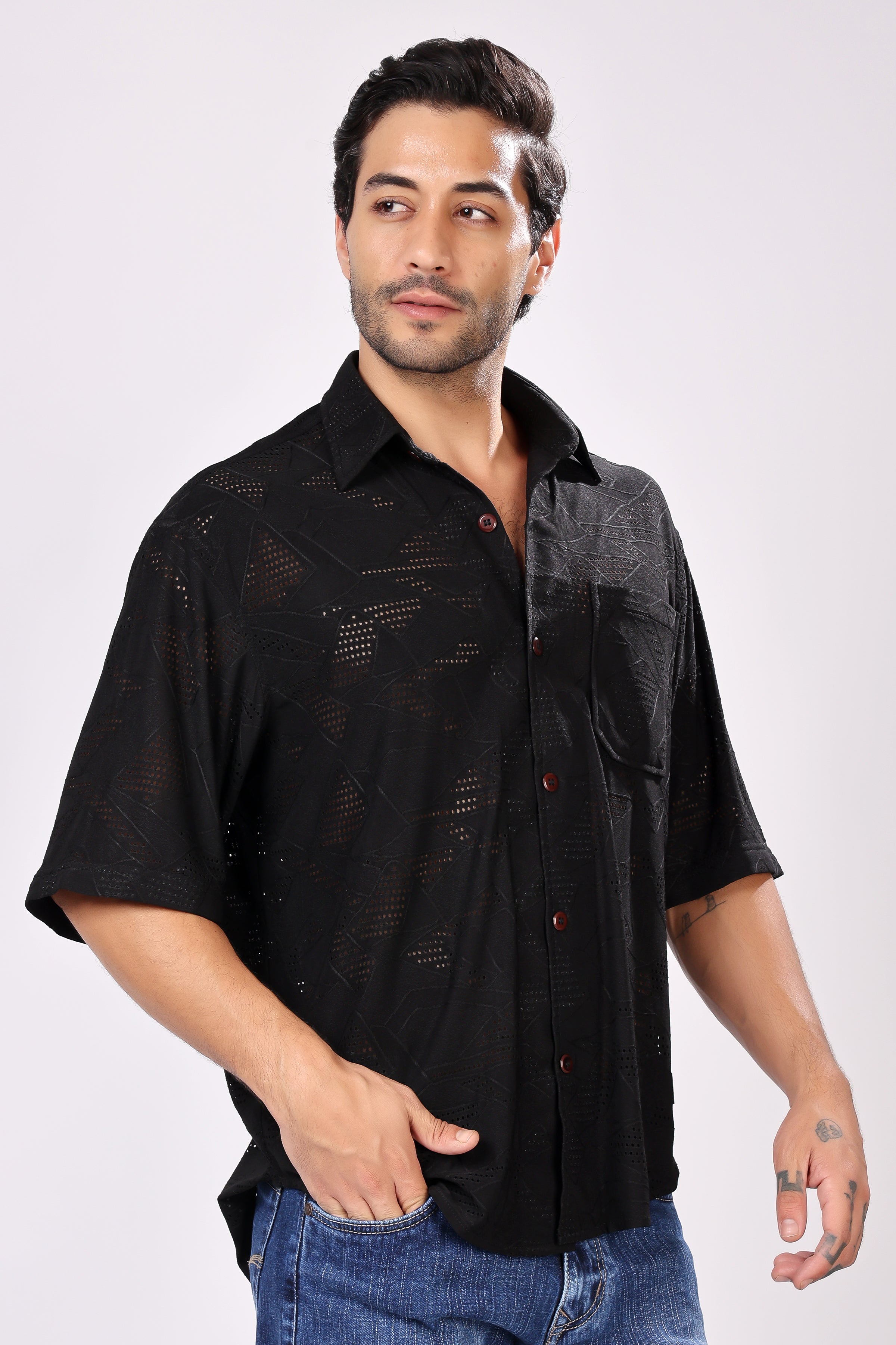 STYLOX NET HALF SLEEVE SHIRT - Stylox
