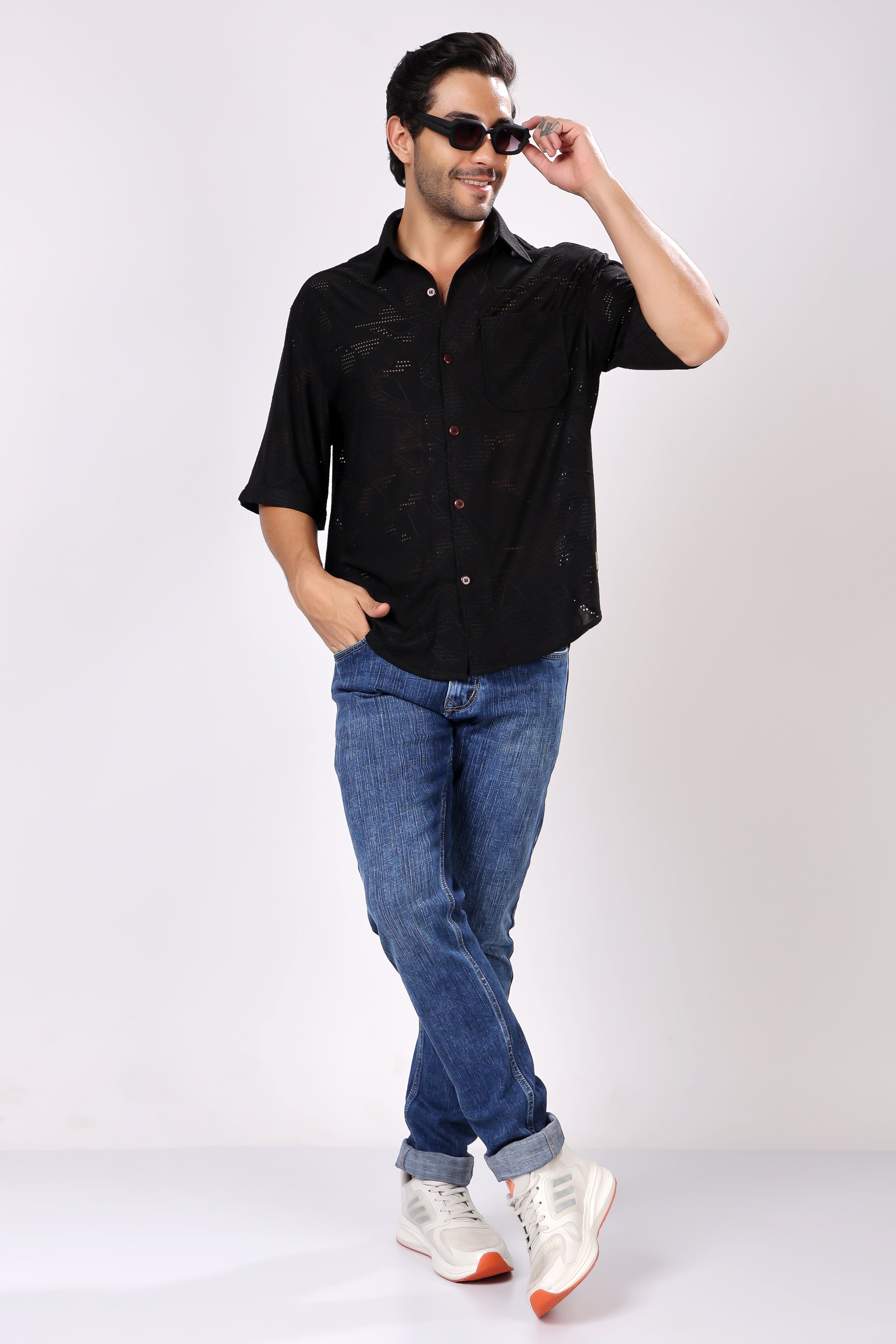 STYLOX NET HALF SLEEVE SHIRT - Stylox
