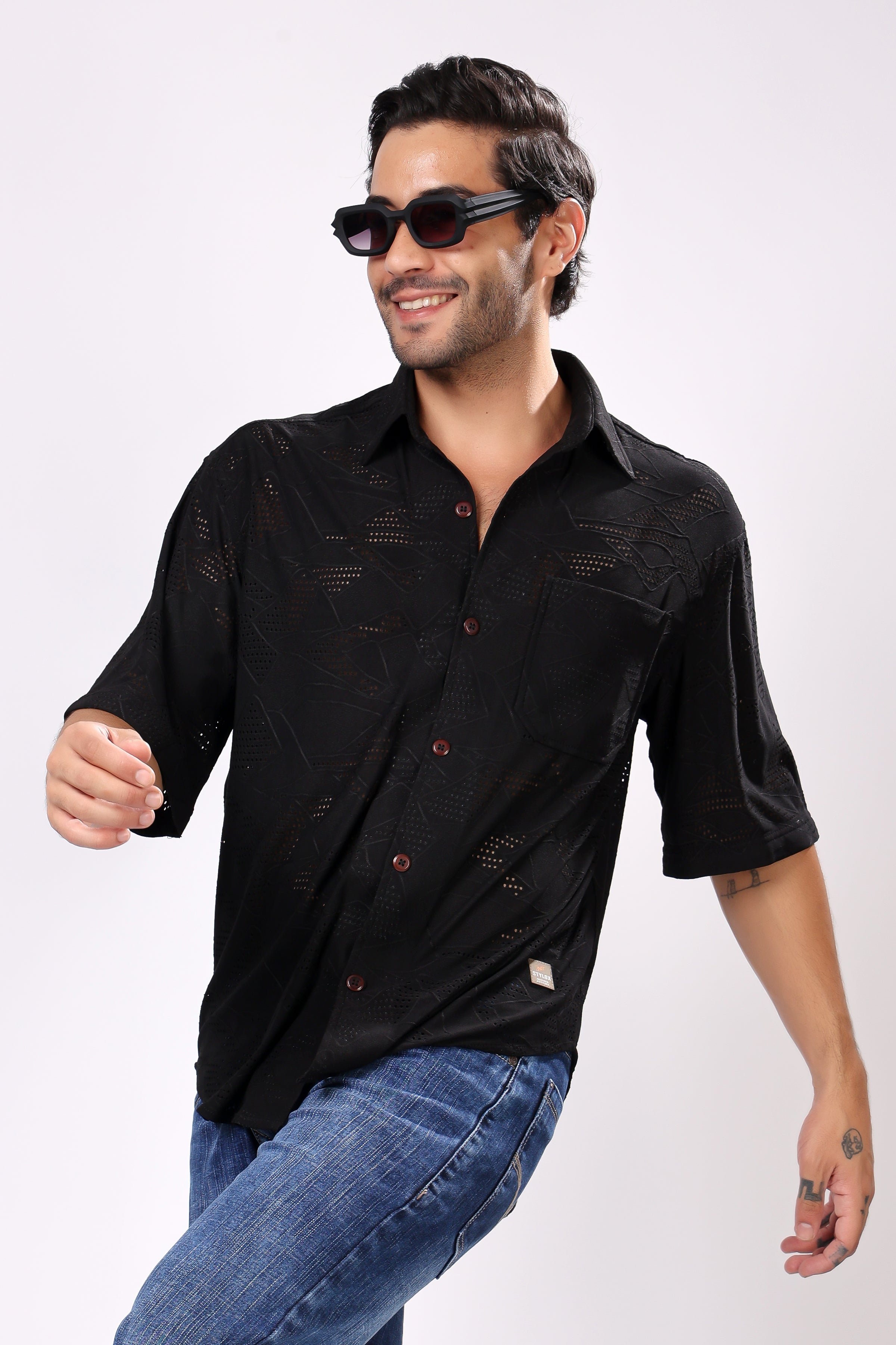 STYLOX NET HALF SLEEVE SHIRT - Stylox