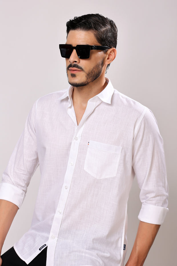 Stylox Men's Solid Full Sleeve Casual Shirt Color - White
