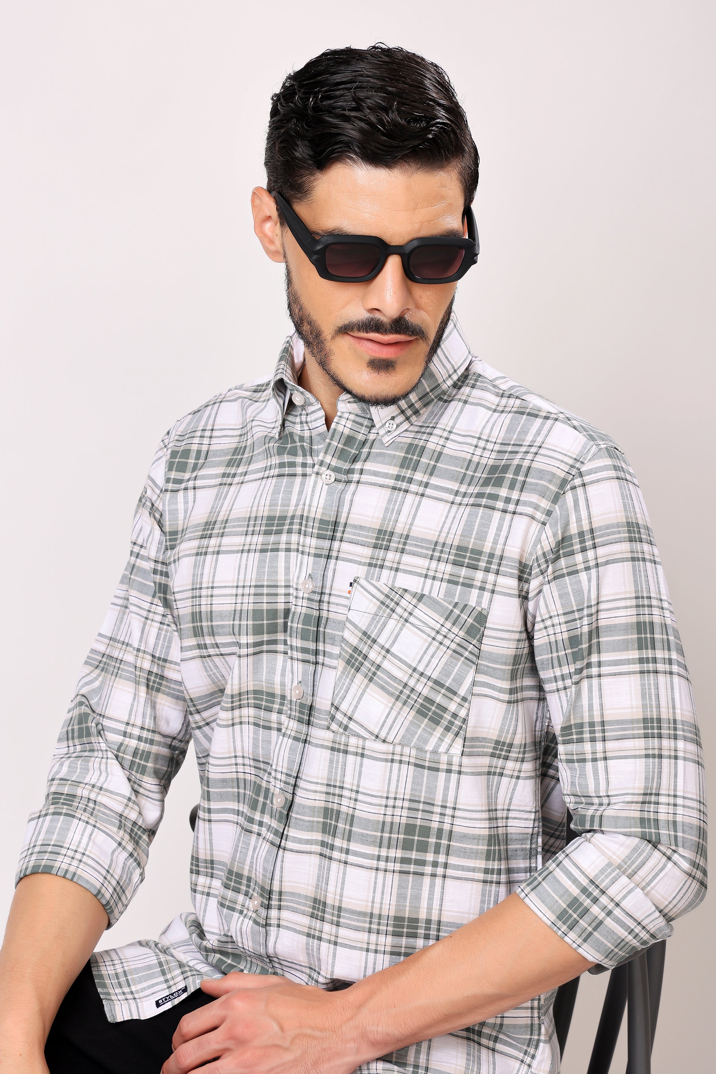 Stylox Men's Regular Fit Full Sleeve Casual Check Shirt - Stylox
