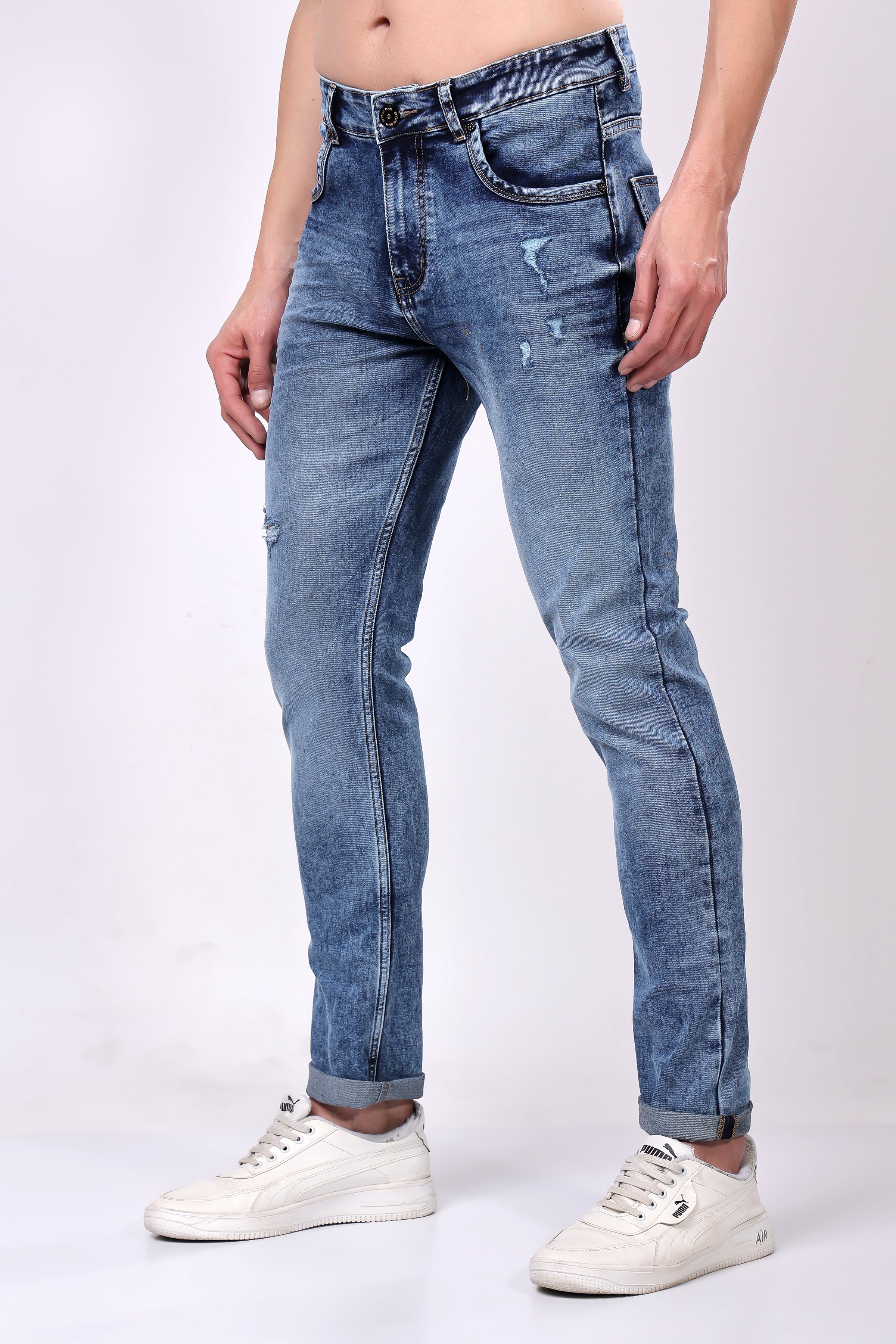 Stylox Slim Fit Jeans for Men's | Mid Blue | - Stylox