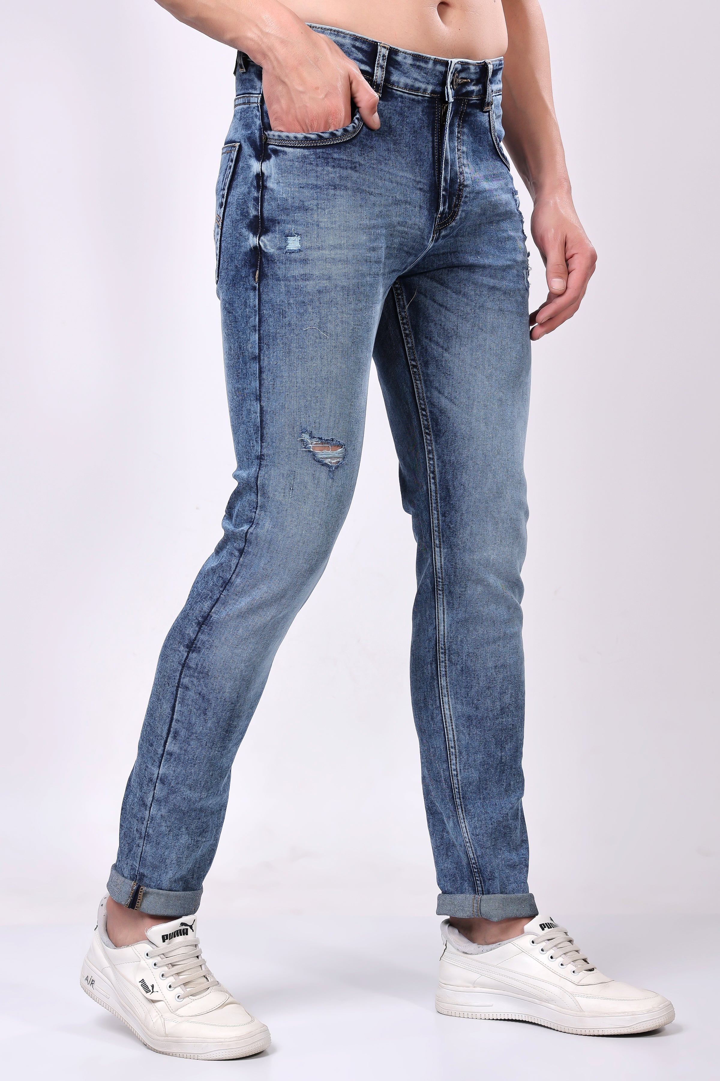Stylox Slim Fit Jeans for Men's | Mid Blue | - Stylox