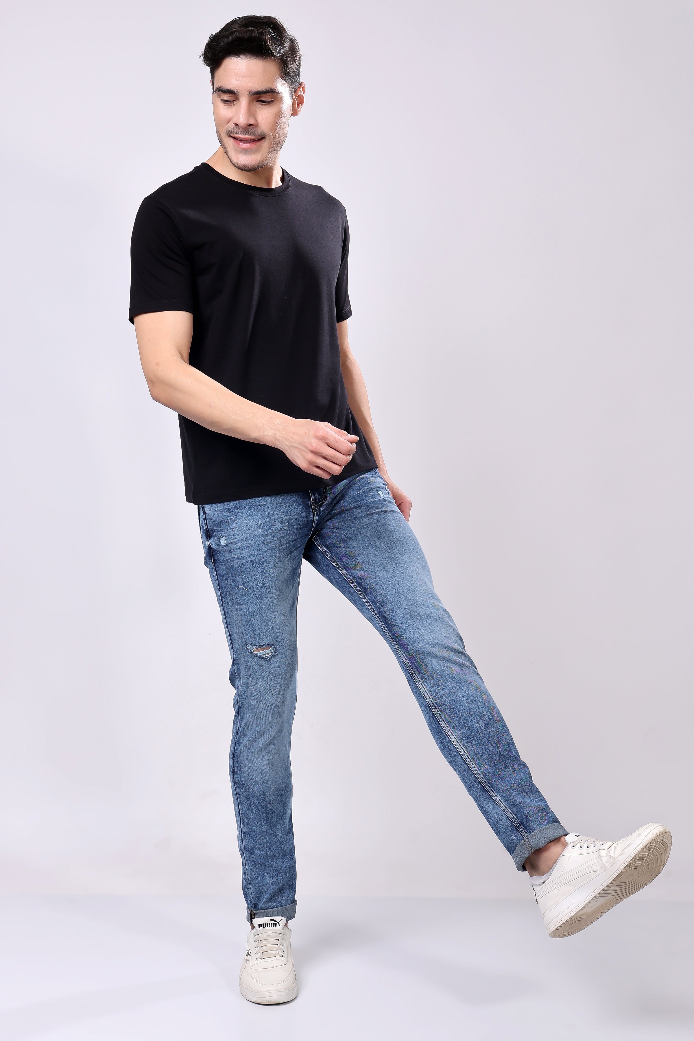 Stylox Slim Fit Jeans for Men's | Mid Blue | - Stylox