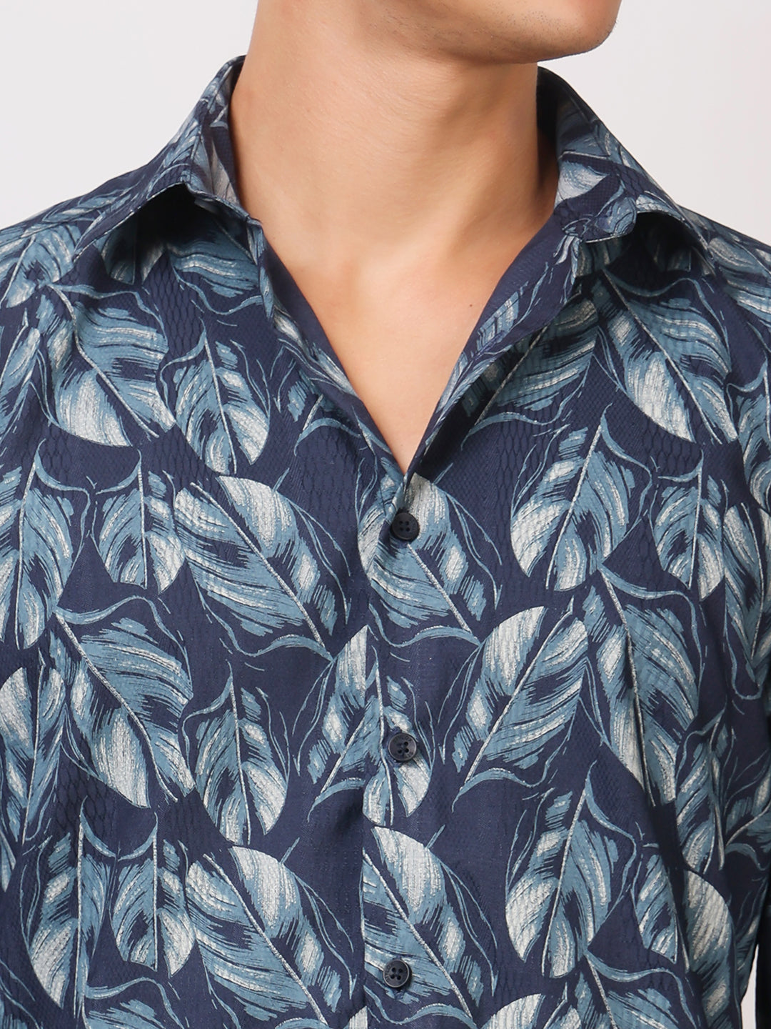 Stylox Men’s Leaf Print Full Sleeve Casual Slim Fit Button-Down Shirt - Stylox