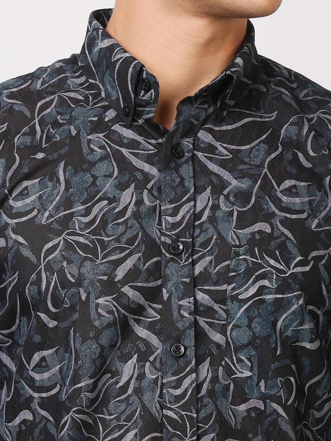 Stylox Men’s Abstract Floral Printed Full Sleeve Casual Shirt