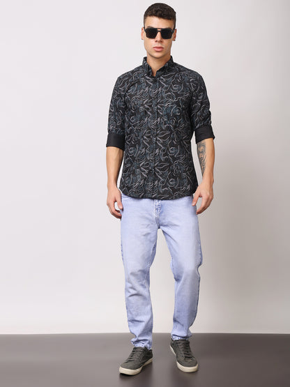 Stylox Men’s Abstract Floral Printed Full Sleeve Casual Shirt