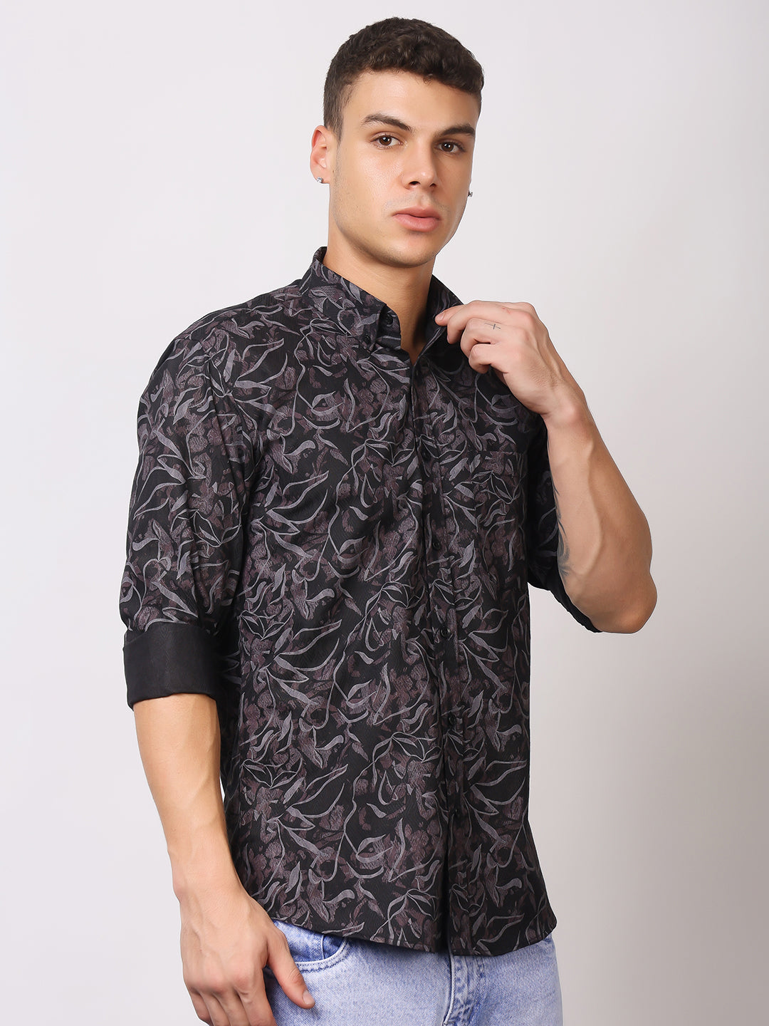 Stylox Men’s Abstract Floral Printed Full Sleeve Casual Shirt