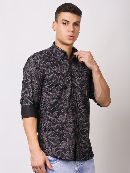 Stylox Men’s Abstract Floral Printed Full Sleeve Casual Shirt