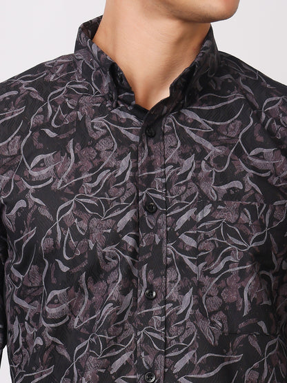 Stylox Men’s Abstract Floral Printed Full Sleeve Casual Shirt