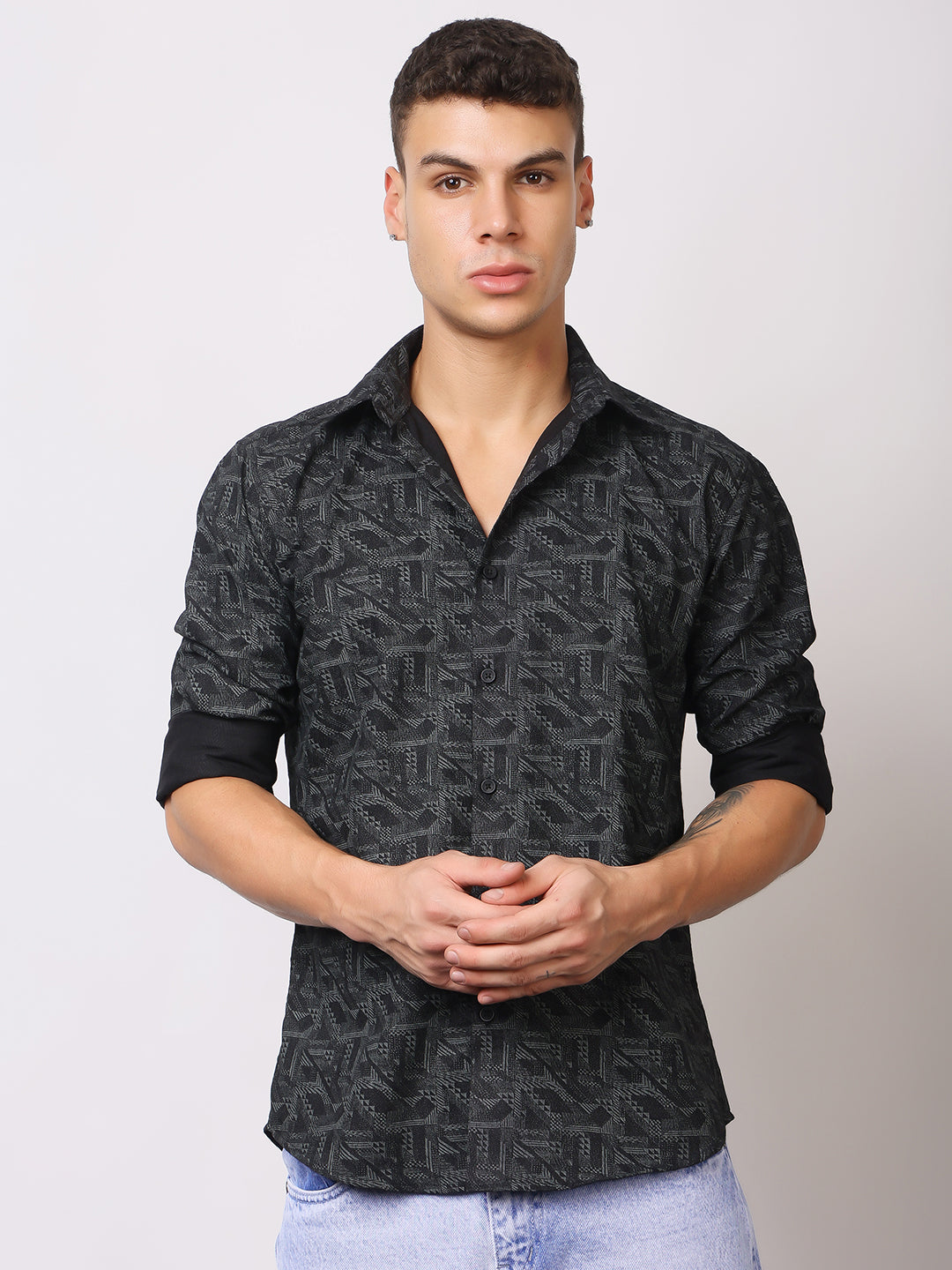 Stylox Men’s Printed Full Sleeve Geometric All-Over Print Casual Shirt