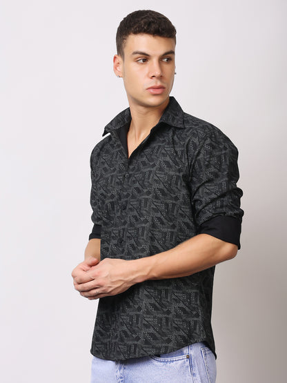 Stylox Men’s Printed Full Sleeve Geometric All-Over Print Casual Shirt