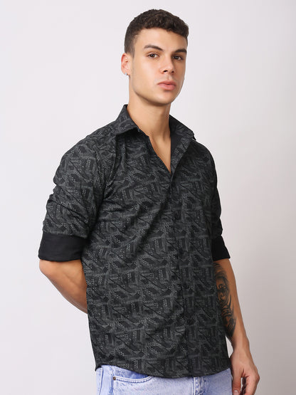Stylox Men’s Printed Full Sleeve Geometric All-Over Print Casual Shirt