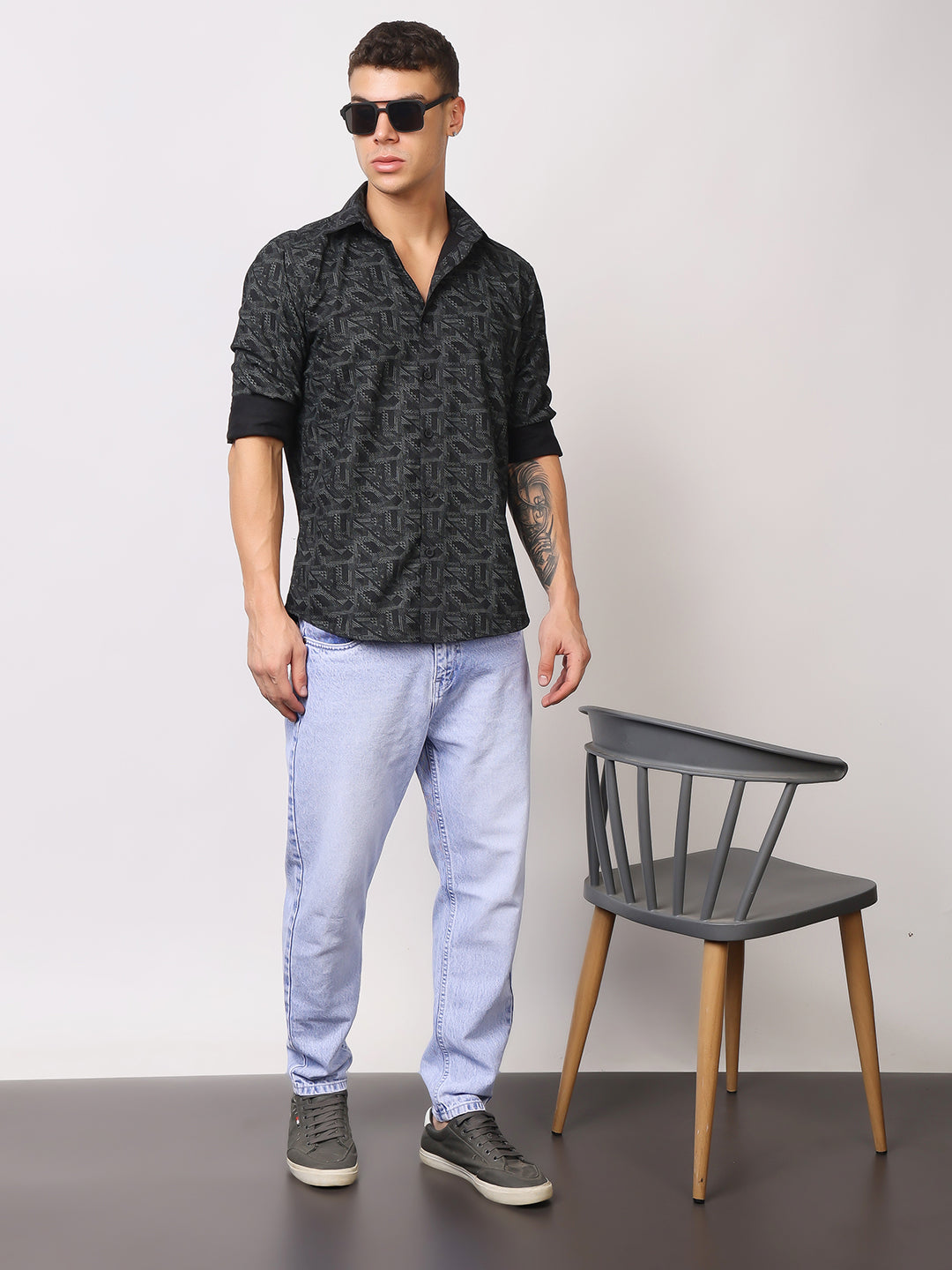 Stylox Men’s Printed Full Sleeve Geometric All-Over Print Casual Shirt