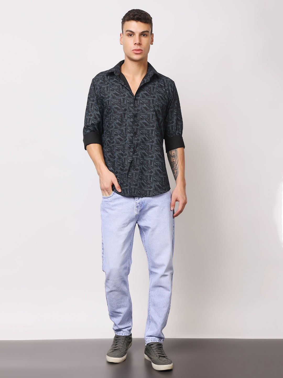 Stylox Men’s Printed Full Sleeve Geometric All-Over Print Casual Shirt